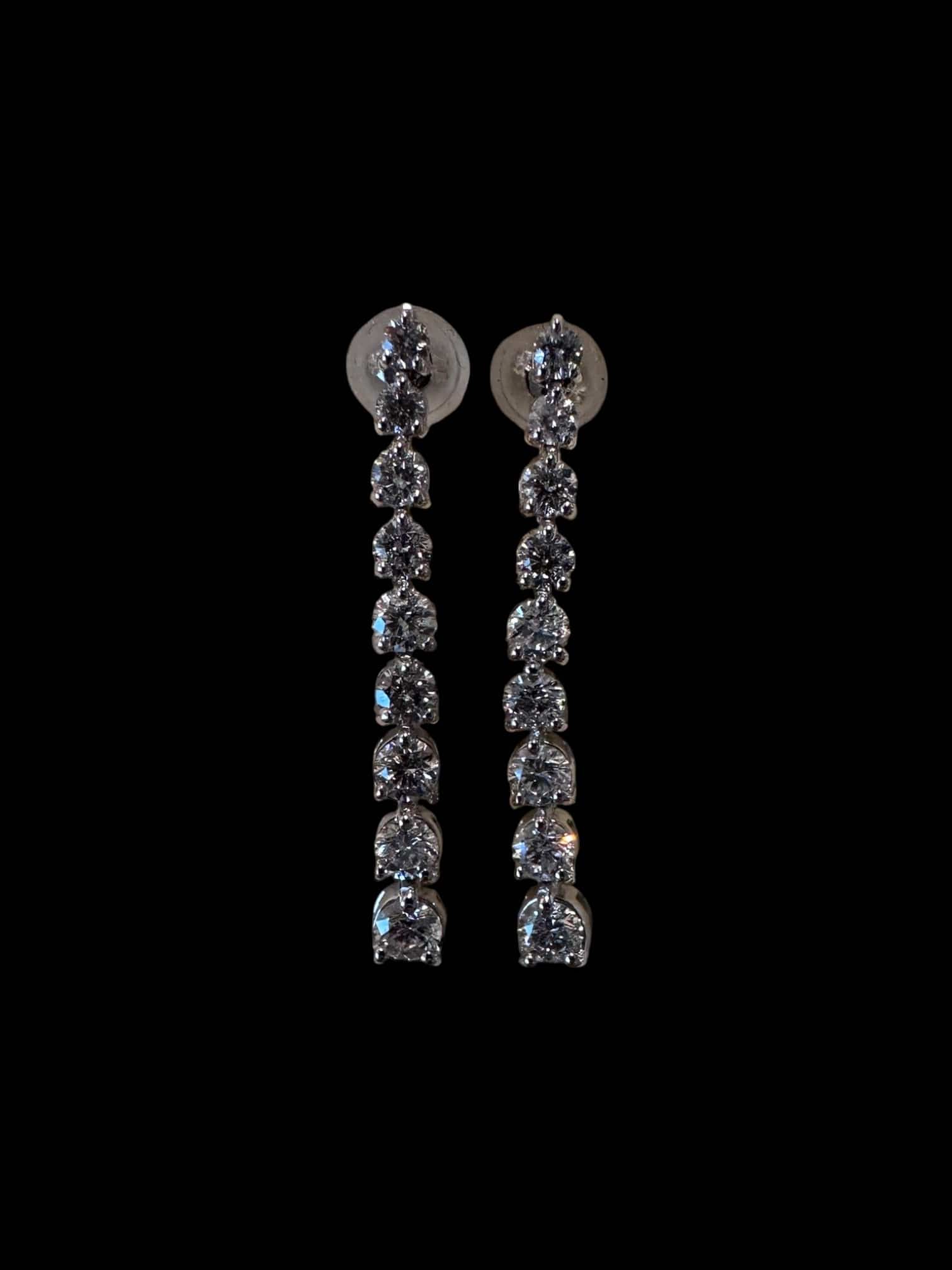 Luxury Promise 1.40ct Natural White Graduated Drop earrings set in 18K White Gold