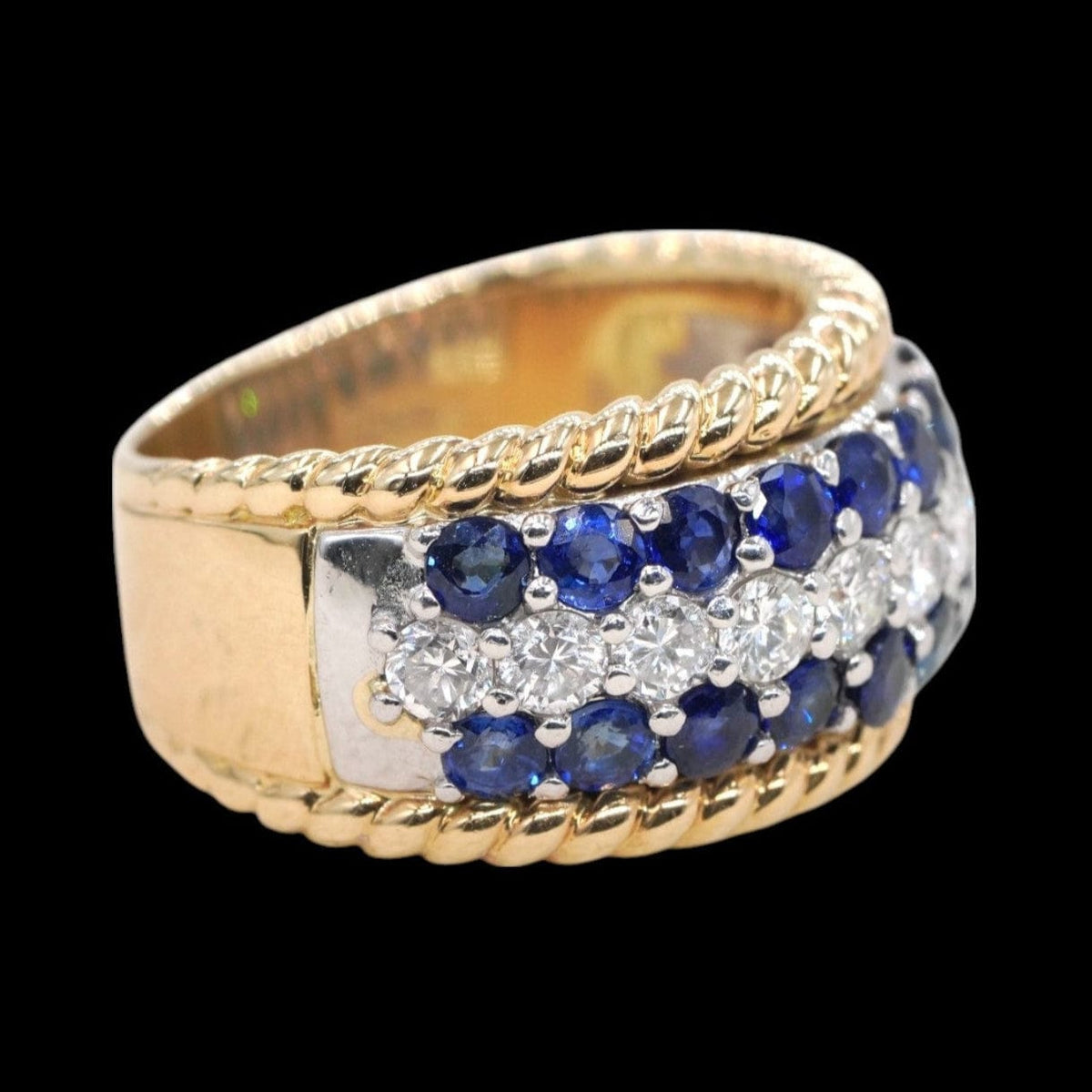 Luxury Promise 1.54ct Sapphire & 0.80ct Diamond Ring set in 18K Yellow Gold