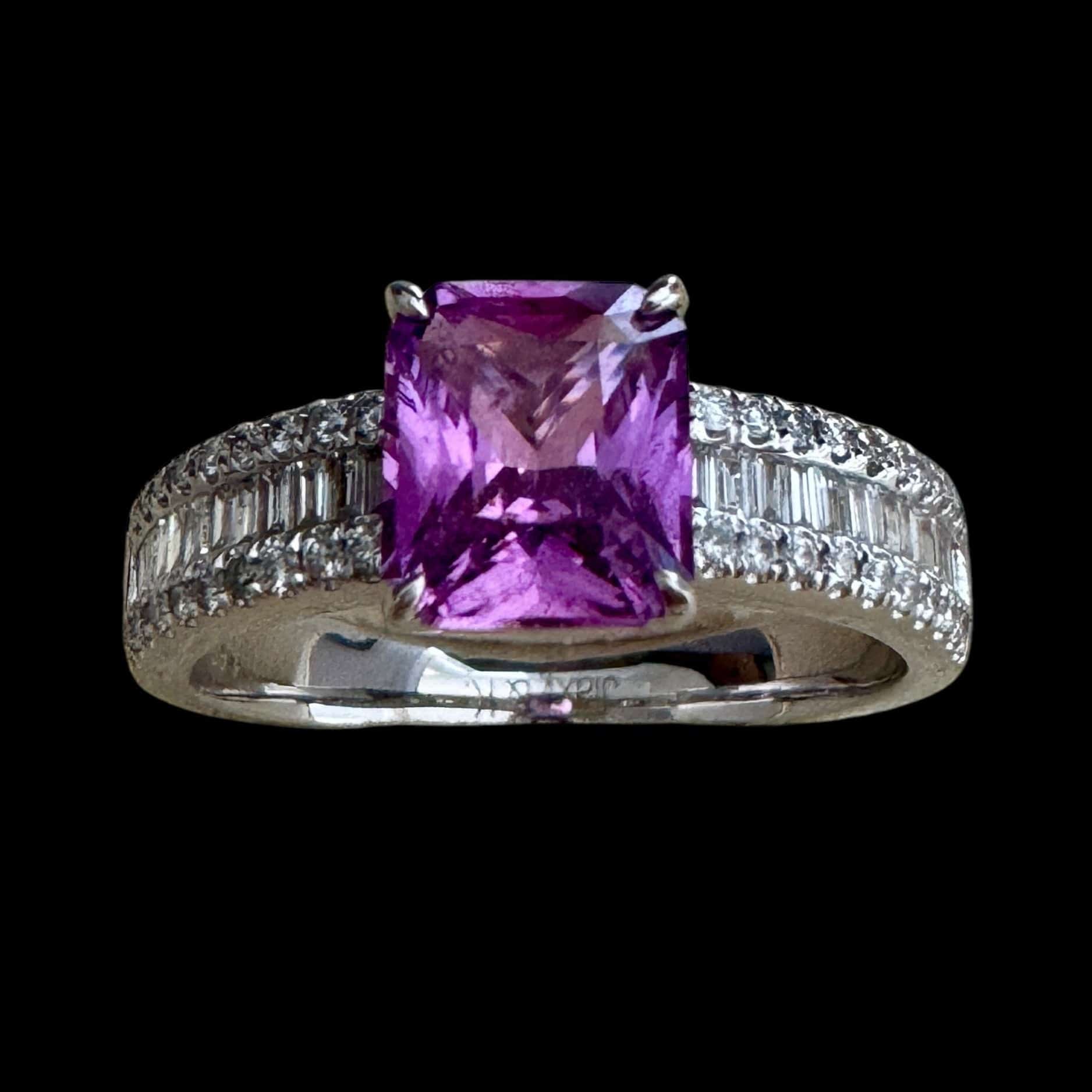 Luxury Promise 1.68ct "Intense Pink" Sapphire &  0.40ct Diamond Ring set in 18K White Gold