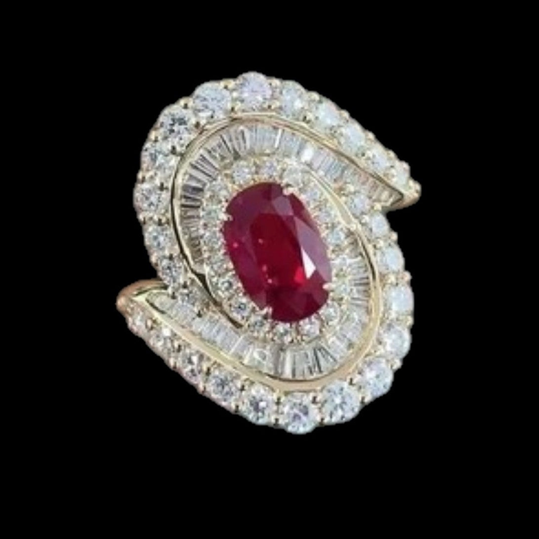 Luxury Promise 1.77ct Burma (Myanmar) Natural "Pigeon Blood" Ruby & 1.552ct Diamond Ring set in 18K Gold