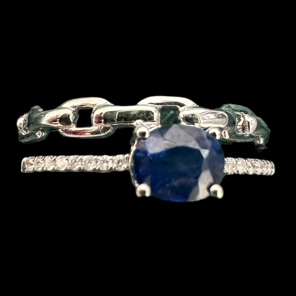 Luxury Promise 18K White Gold and Diamond Ring with Oval Sapphire