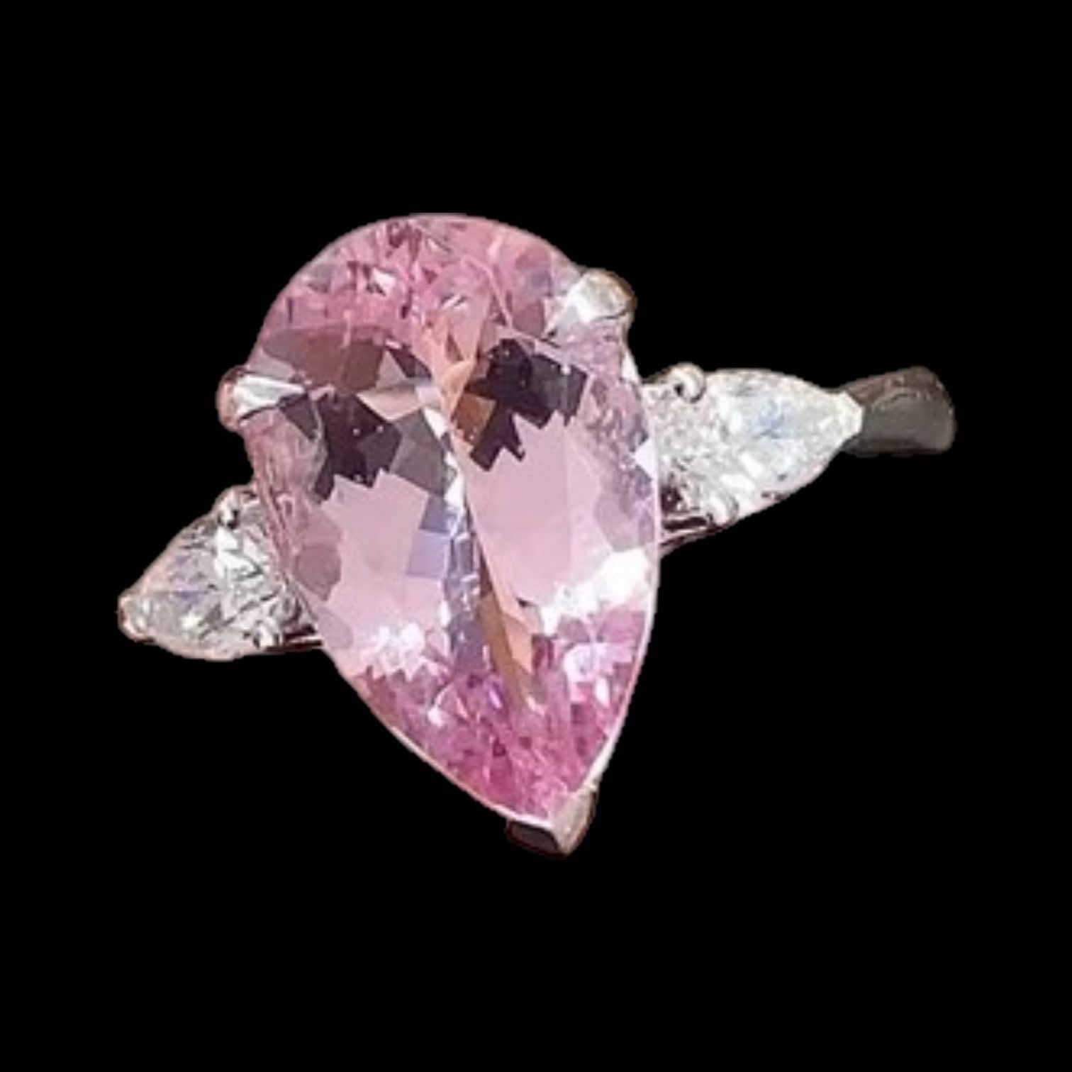 Luxury Promise 3.08ct Natural "Cherry Blossom" Morganite & 0.98ct Diamond Ring set in 18K White Gold