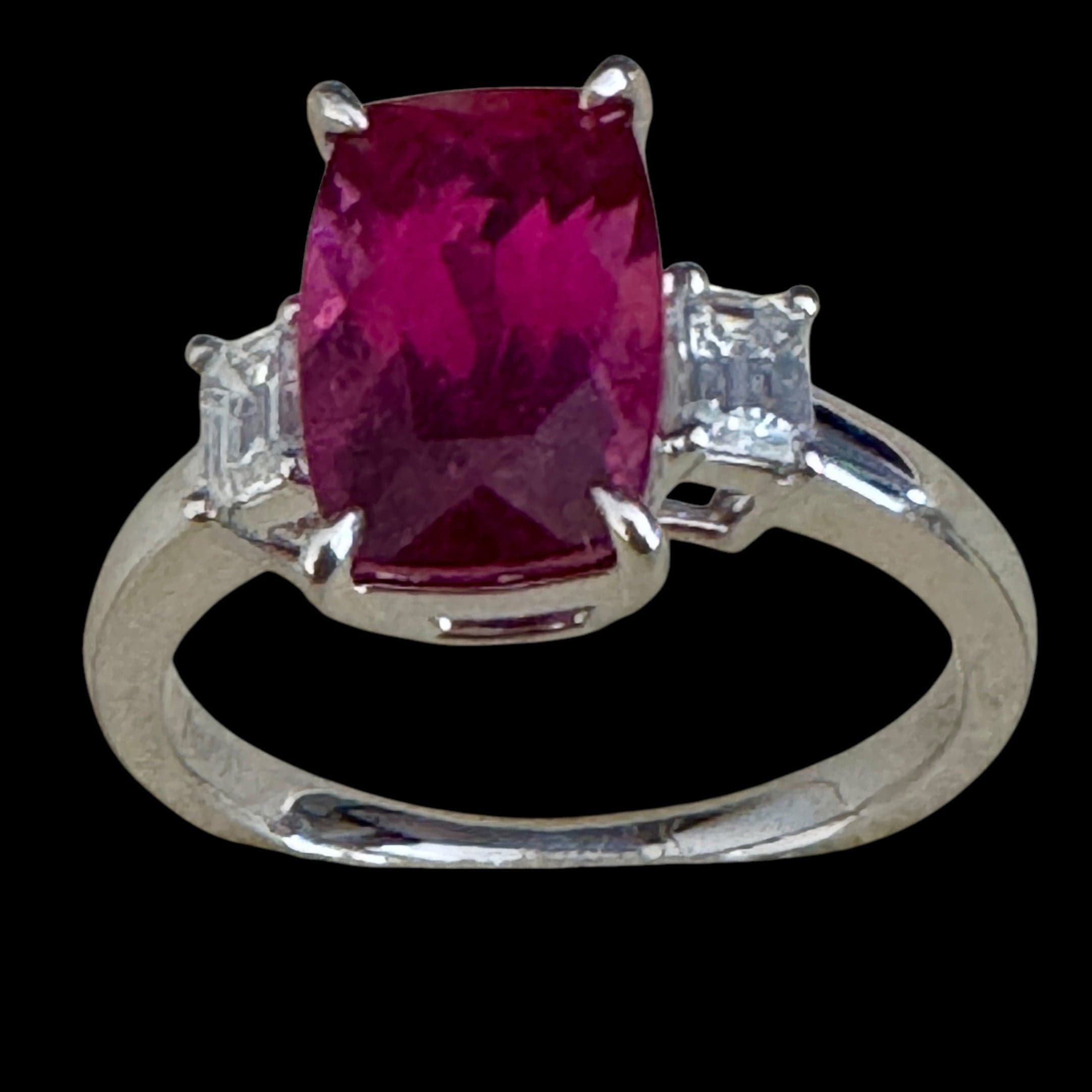 Luxury Promise 3.34ct Natural Fushia Rose "Rubelite" Tourmaline & 0.38ct Diamond Ring