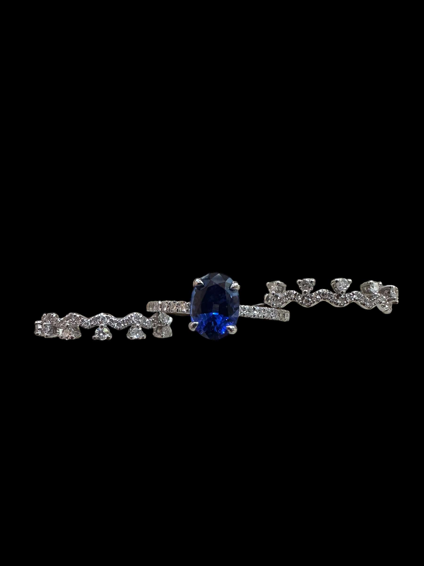 Luxury Promise 3 Set Diamond & Sapphire Ring