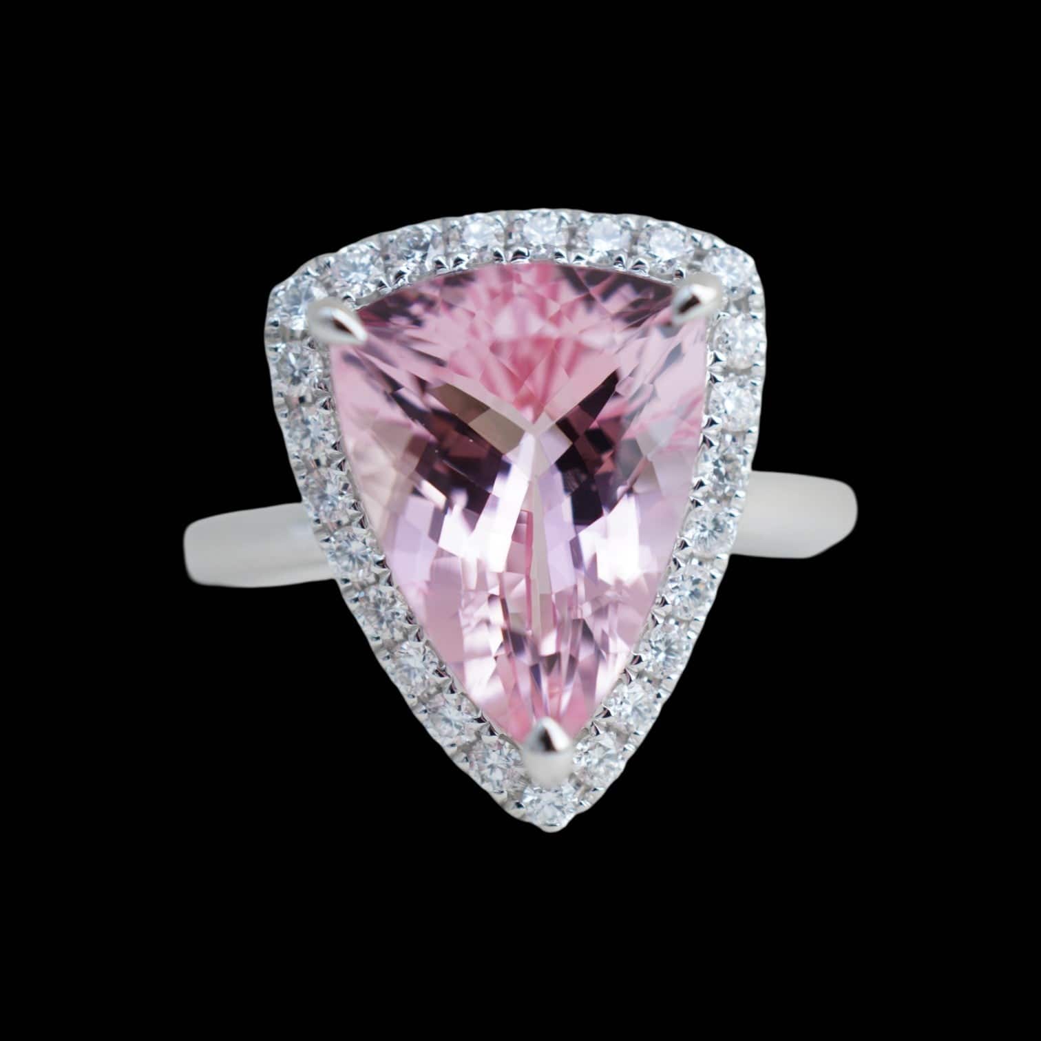 Luxury Promise 4.19ct Natural "Cherry Blossom" Colour Morganite & 0.38ct Diamond Ring set in 18K White Gold