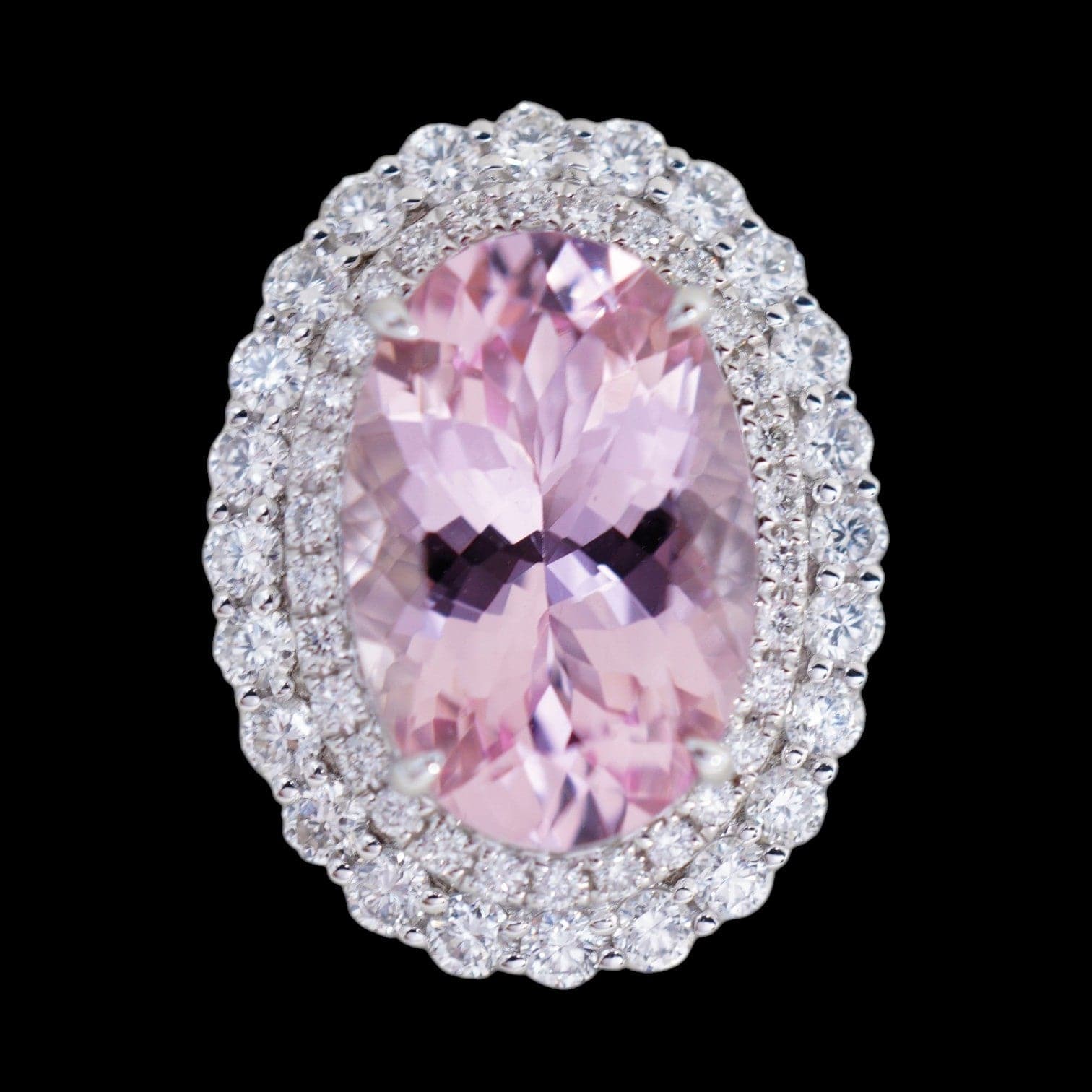 Luxury Promise 4.42ct Natural "Cherry Blossom" Colour Morganite & 0.98ct Diamond Ring set in 18K White Gold