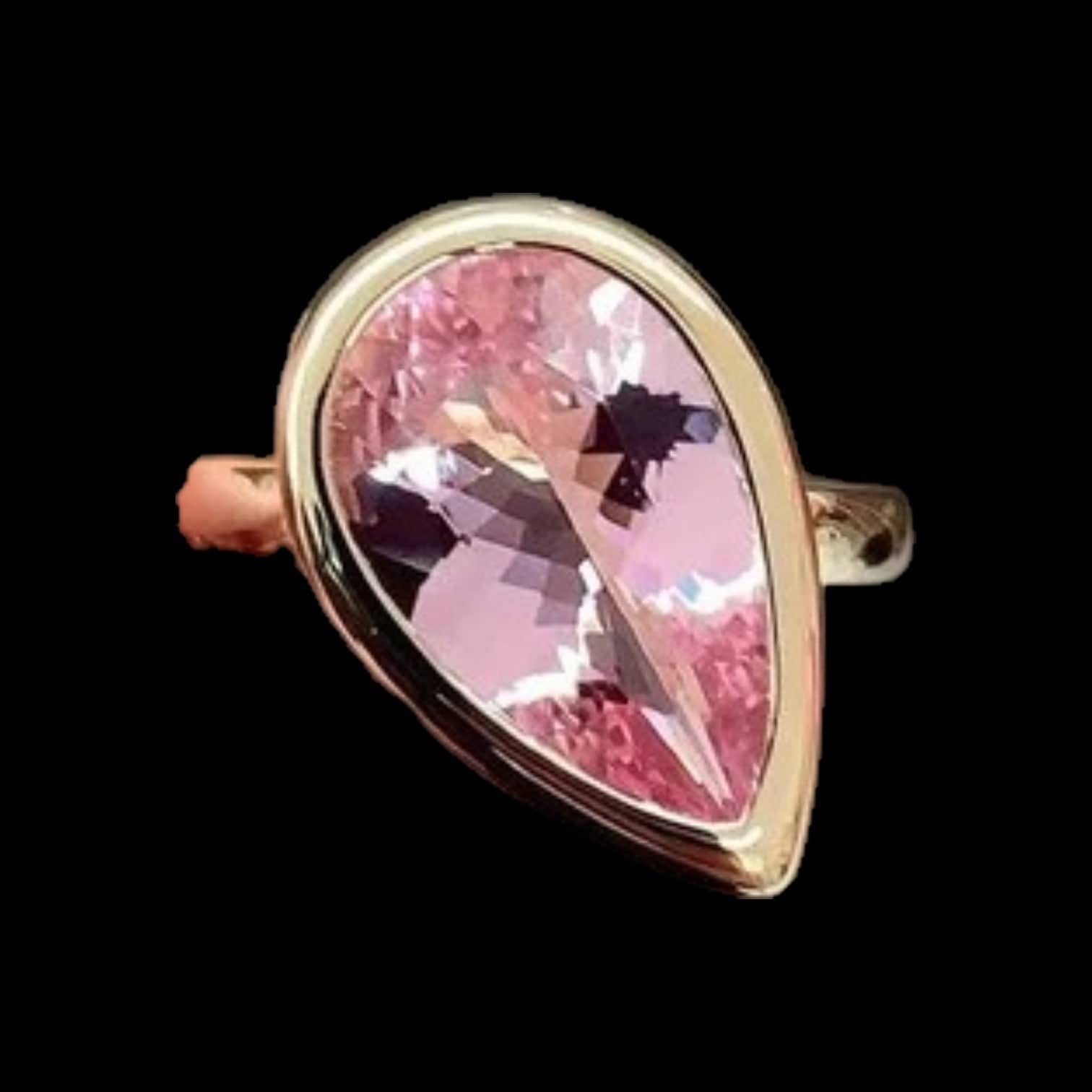 Luxury Promise 4.51ct Natural "Cherry Blossom" Morganite Ring set in 18K Yellow Gold