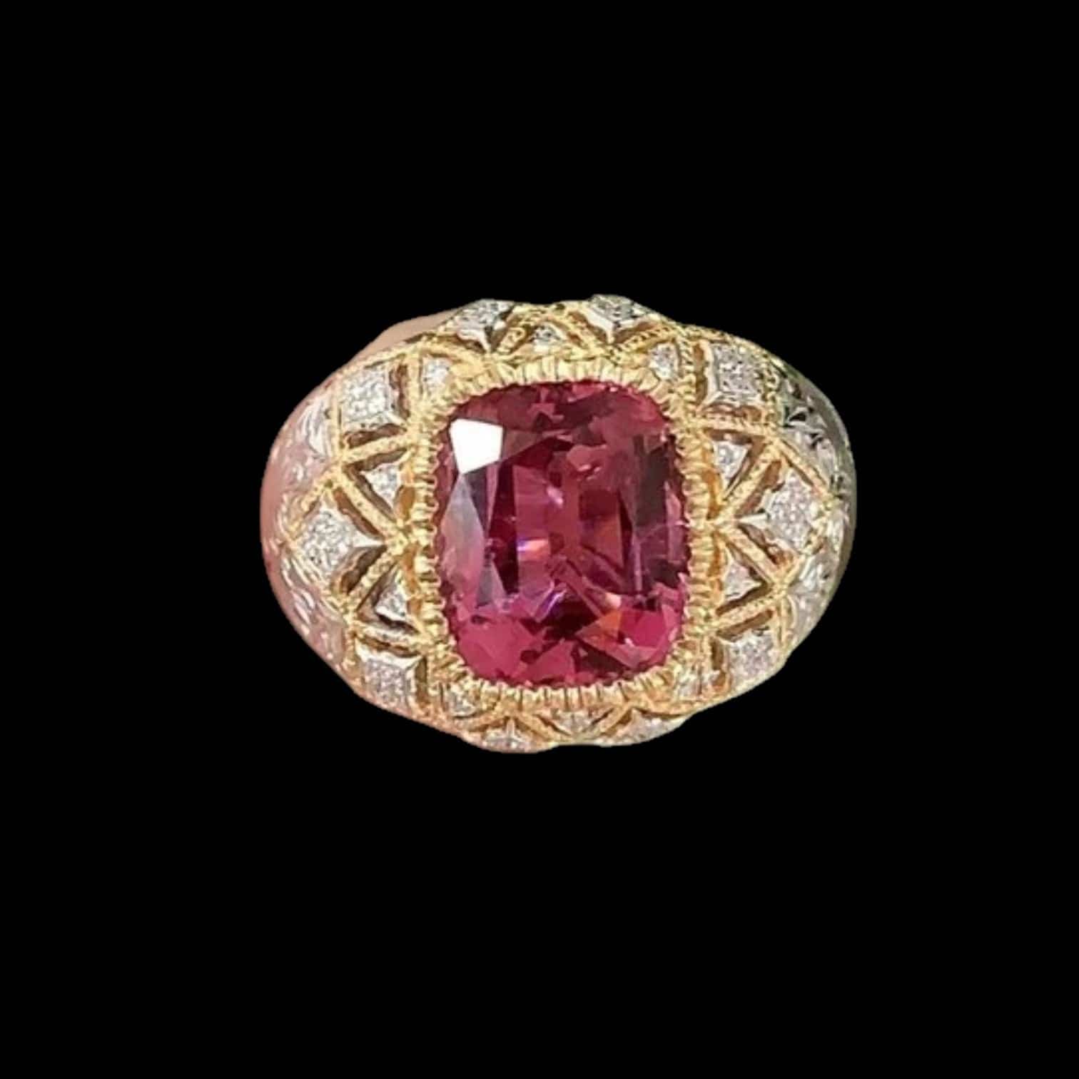 Luxury Promise 4.65ct Natural "Hot Pink" Rubellite Tourmaline & 0.14ct Diamond Ring set in 18K Gold
