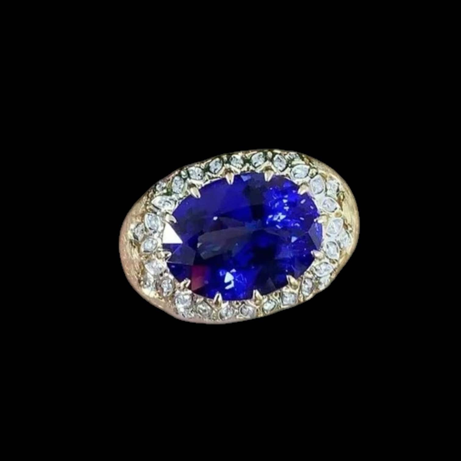 Luxury Promise 7.6ct Natural "Royal Blue" Colour Tanzanite & 0.188ct Diamond Ring set in 18K Gold