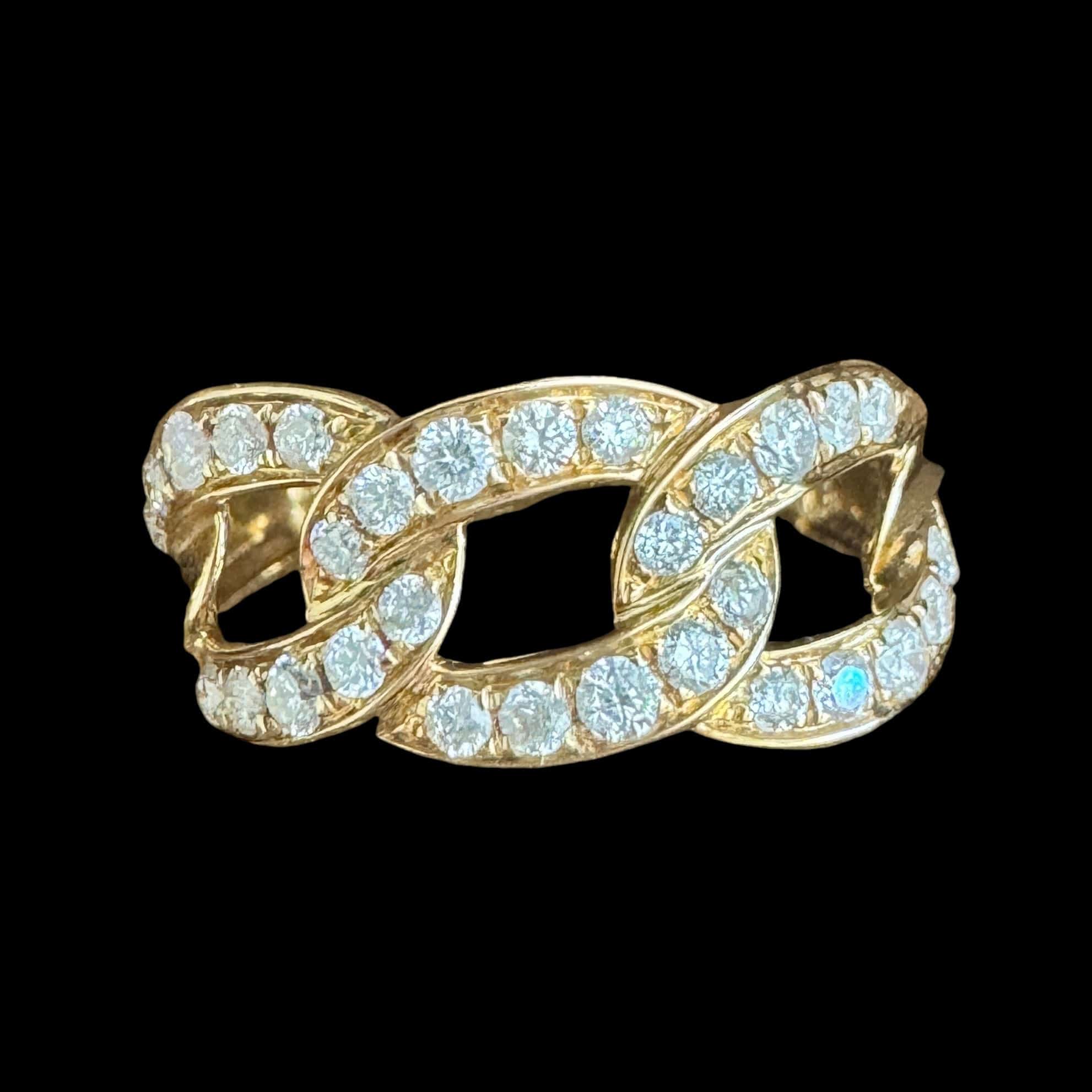 Luxury Promise Chain Design with Natural Diamond Ring set in 18K Yellow Gold