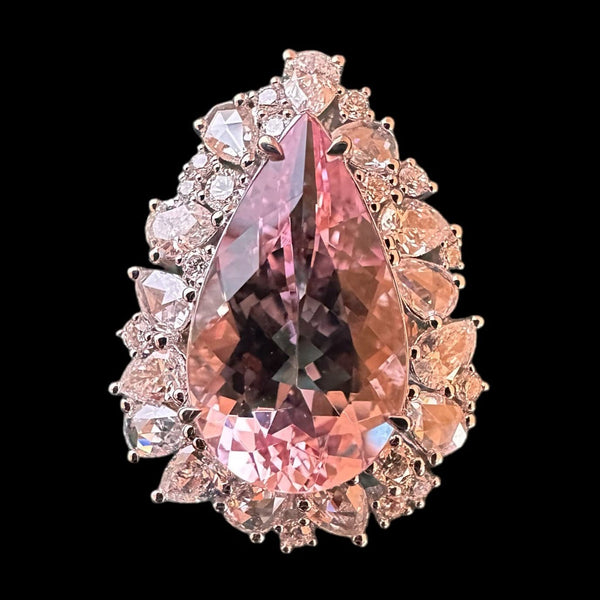Luxury Promise "Cherry Blossom" Morganite & Diamond Ring