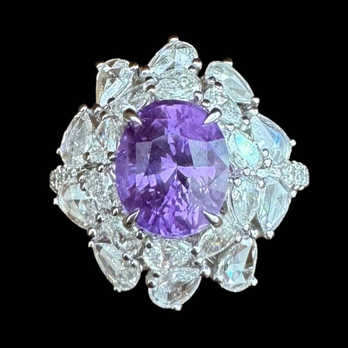 "Lavender" Sapphire & Diamond Ring set in 18K White Gold