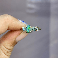 Luxury Promise North South Black Opal Splice Ring 14ct Yellow Gold with: Shades of Sapphires Black Opal Lighting Ridge