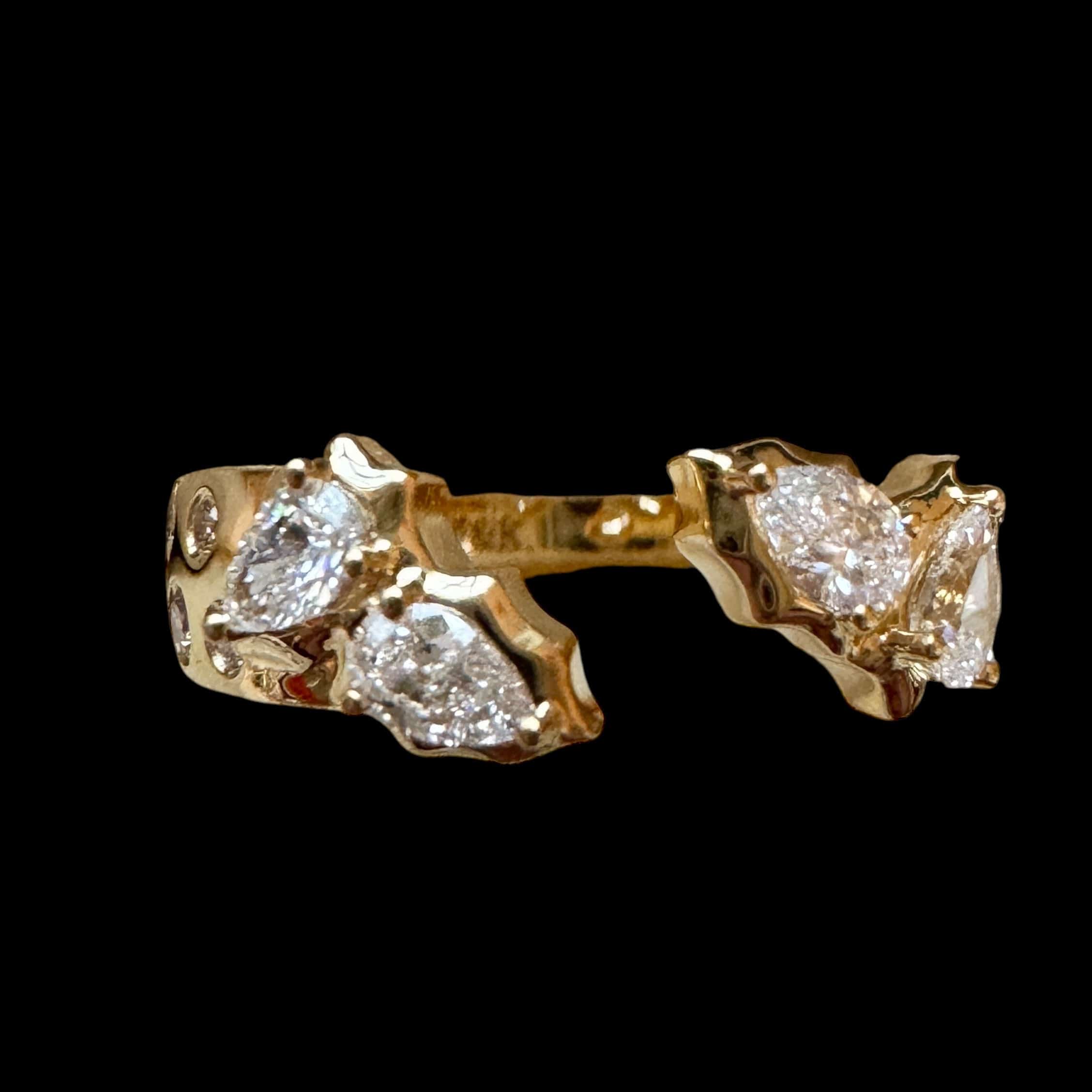 Luxury Promise Open Diamond Ring set in 18K Yellow Gold