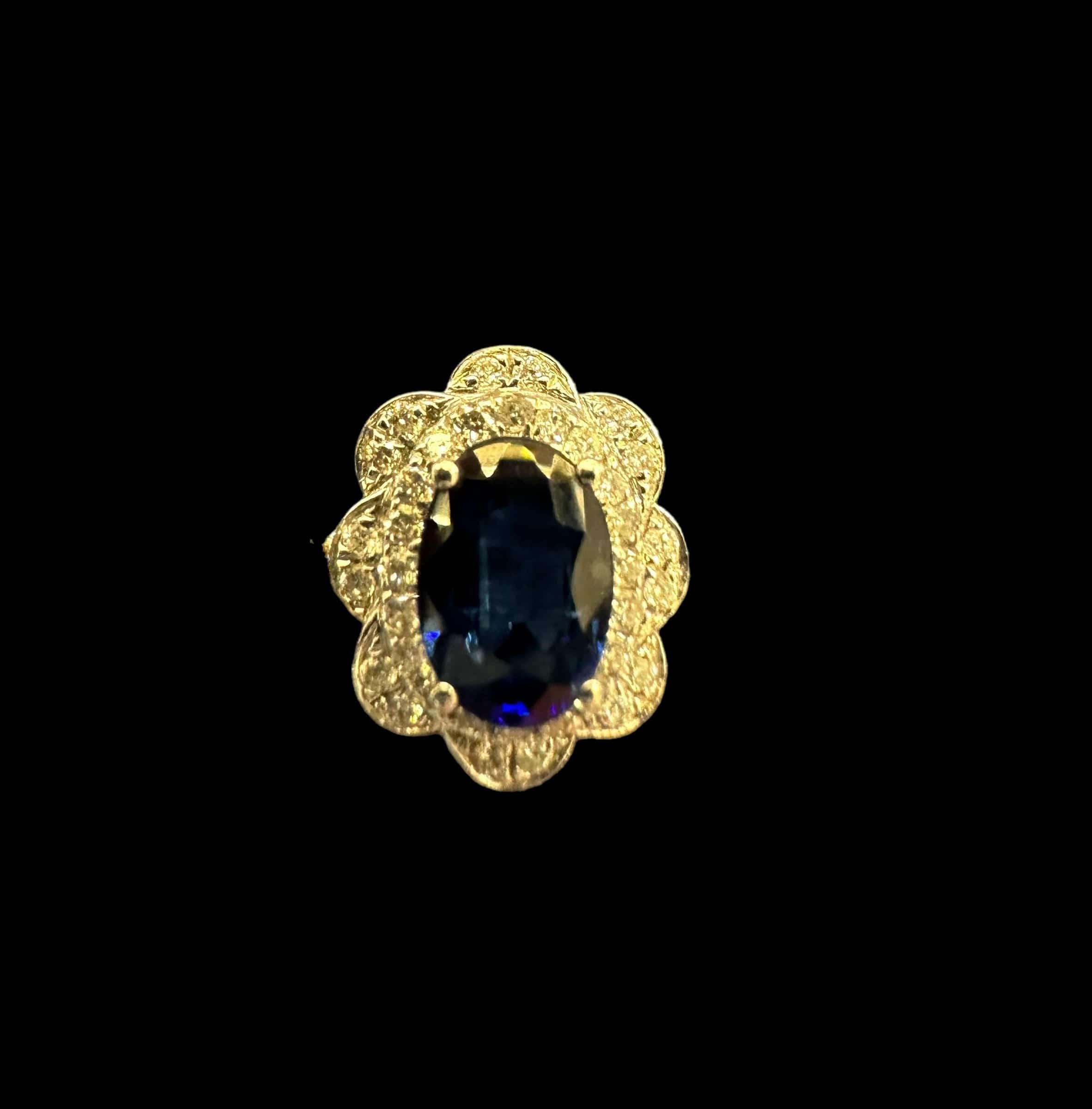 Luxury Promise Oval Sapphire ring with diamonds set in white gold