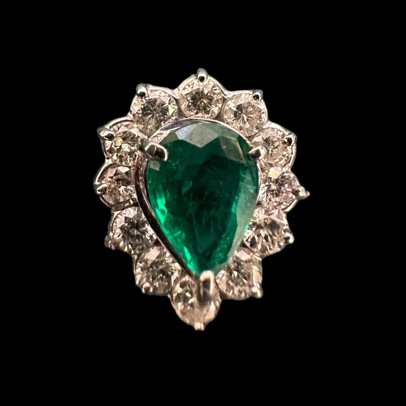 Luxury Promise Pear Shape Emerald & Diamond Ring
