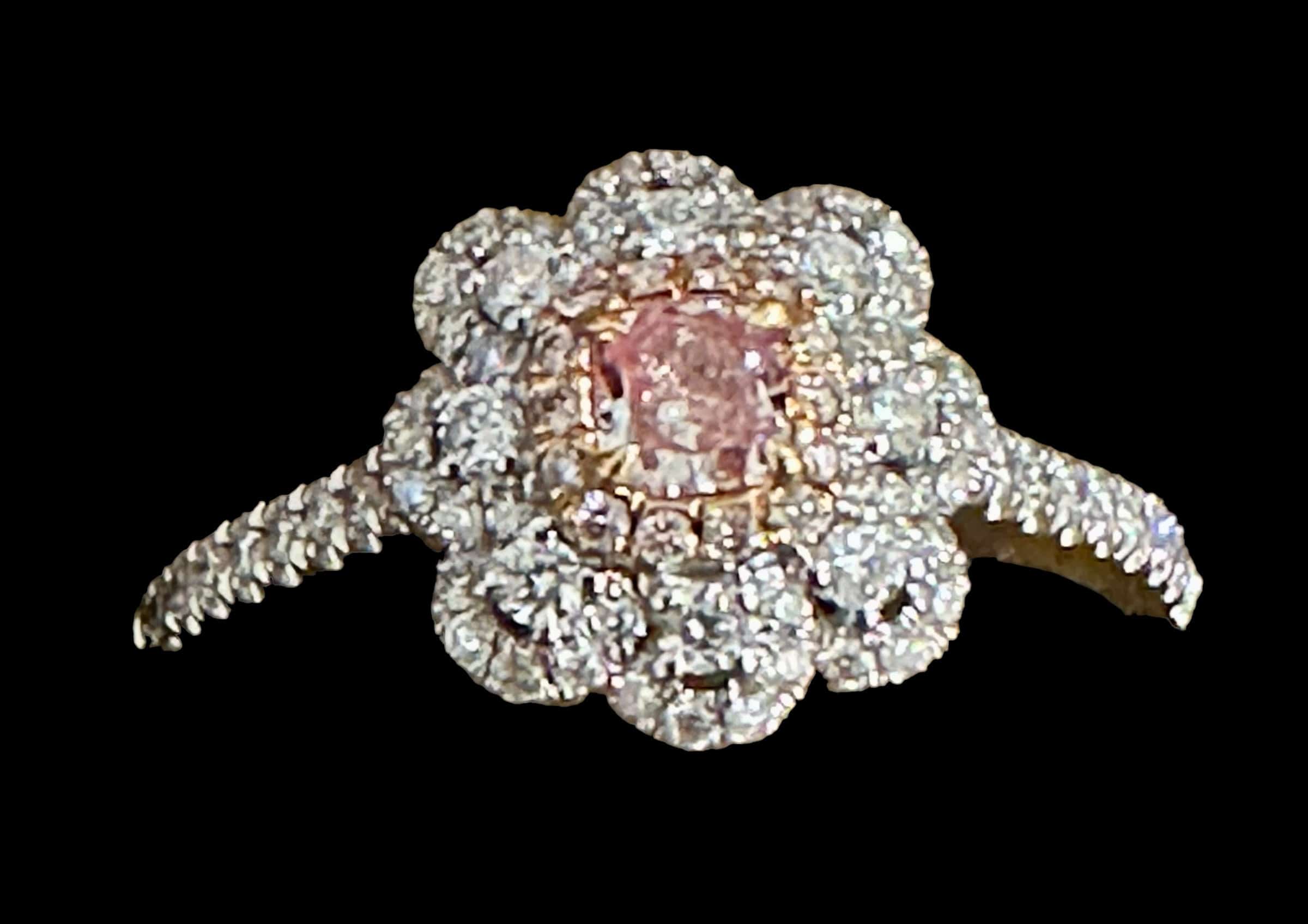 Luxury Promise Pink Diamond with Surrounding White Diamond Ring