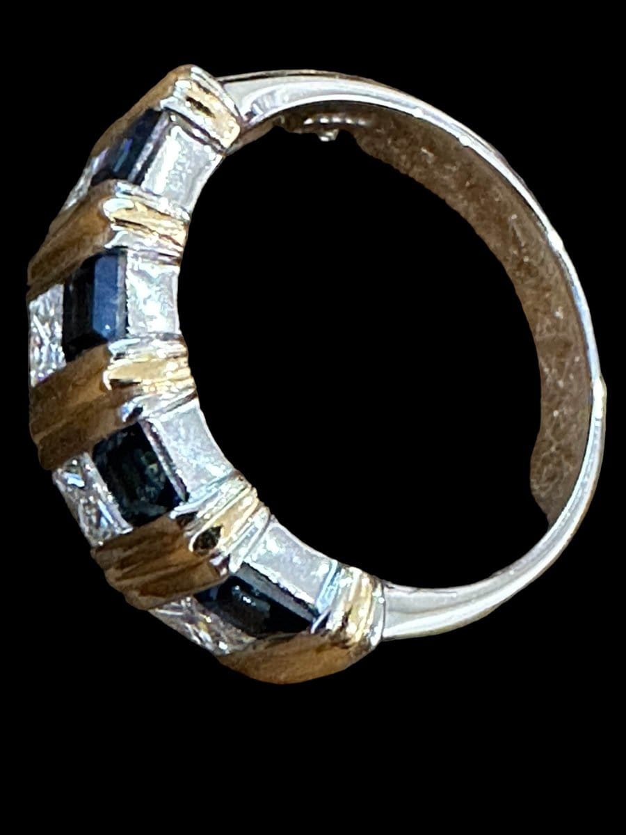 "Royal Blue" Sapphires Set in 18K Yellow Gold & Platinum Ring