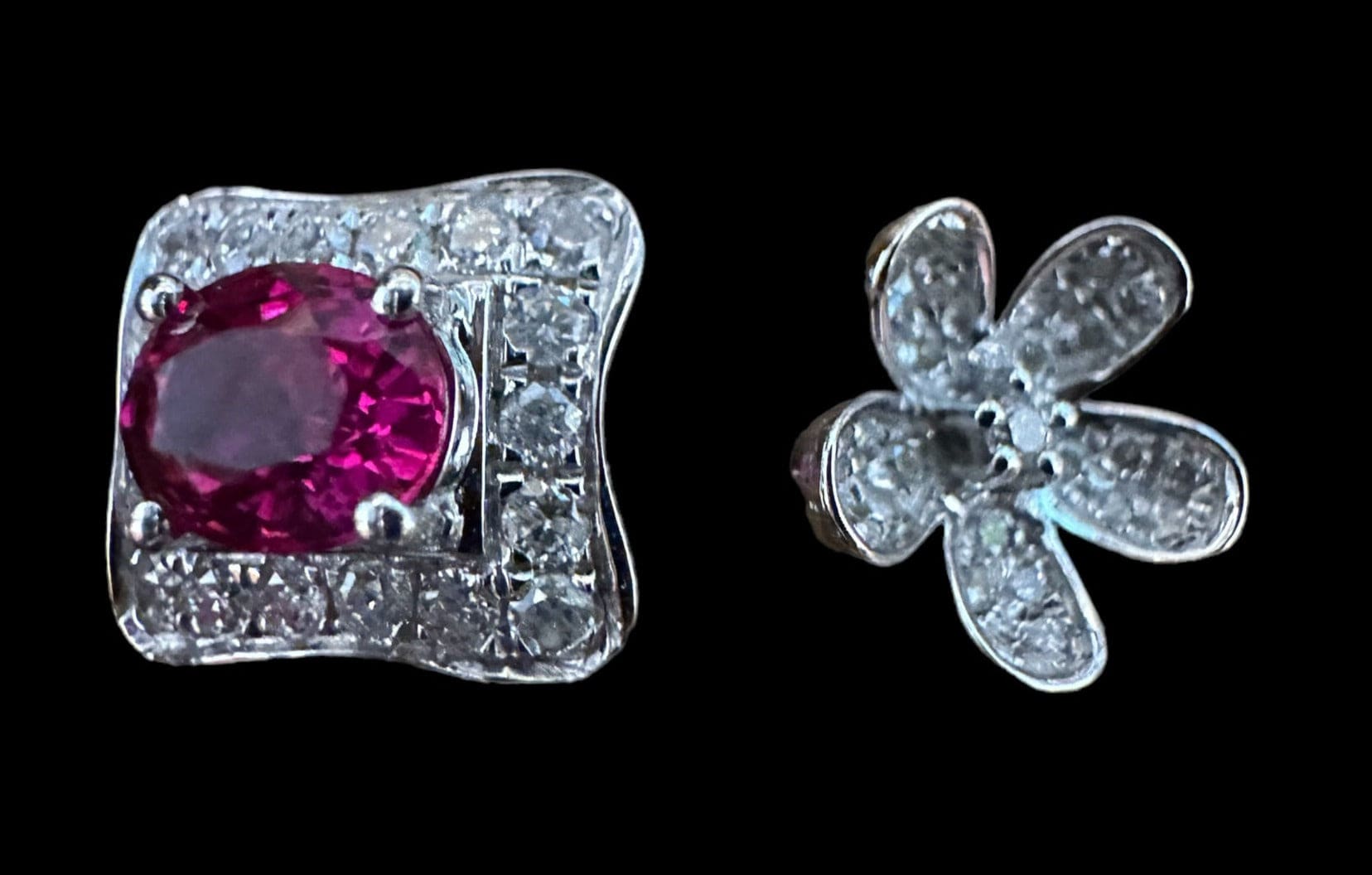 Luxury Promise Ruby Open Flower ring set in 18K White Gold