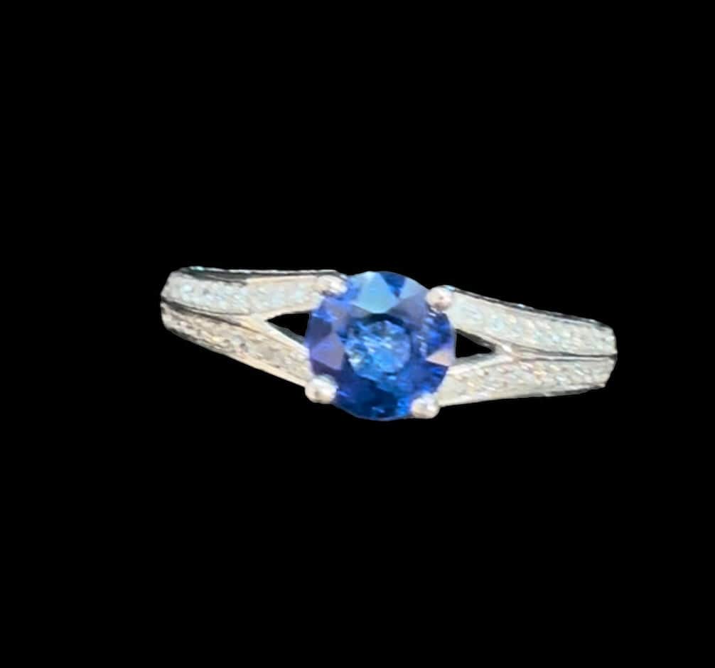 Luxury Promise Sapphire & diamond tapered band Ring