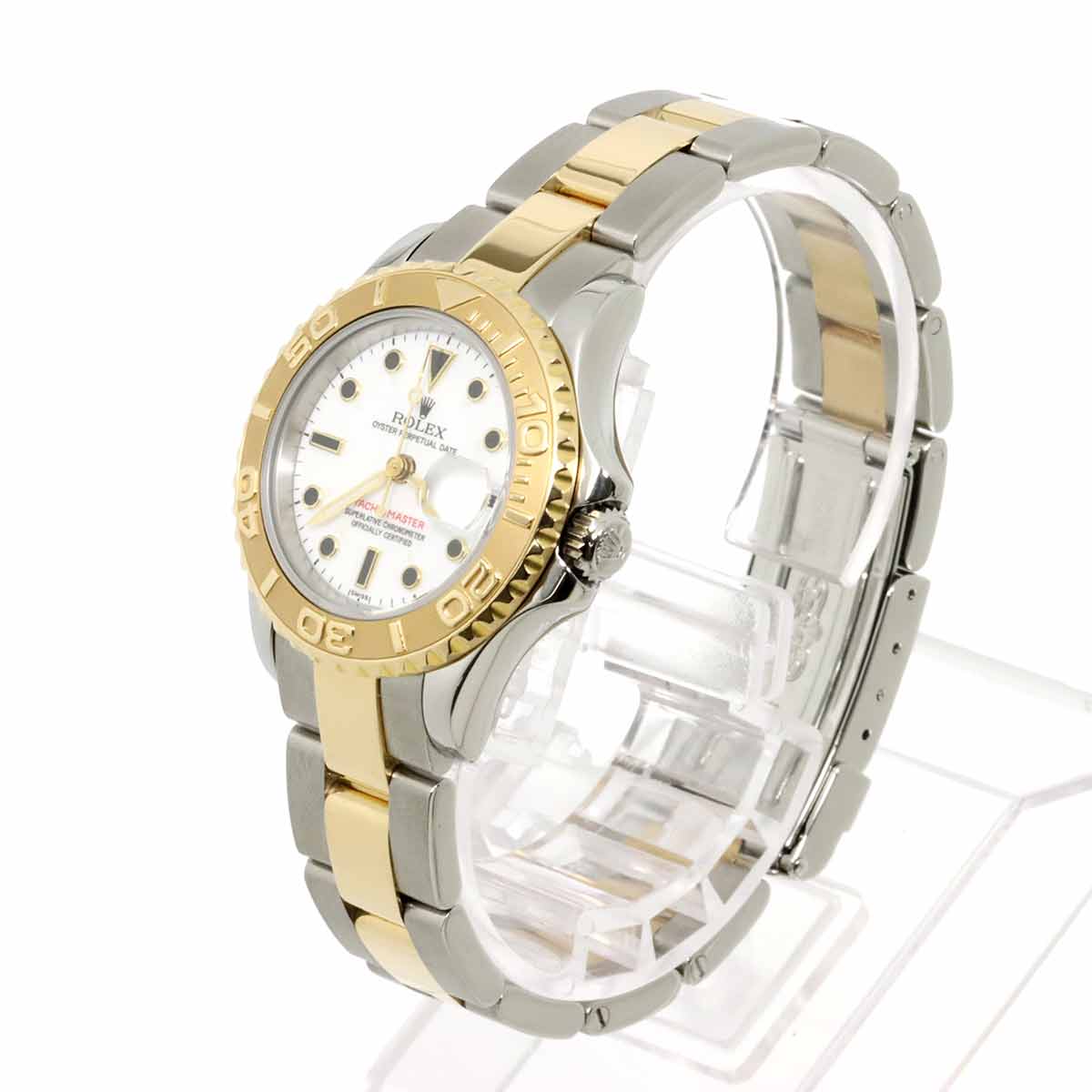 Luxury Promise ROLEX Yachtmaster Rolesor 69623 U-serial Ladies' Watch, Date, White, 18K Yellow Gold, Automatic Movement, Rolex 90317640