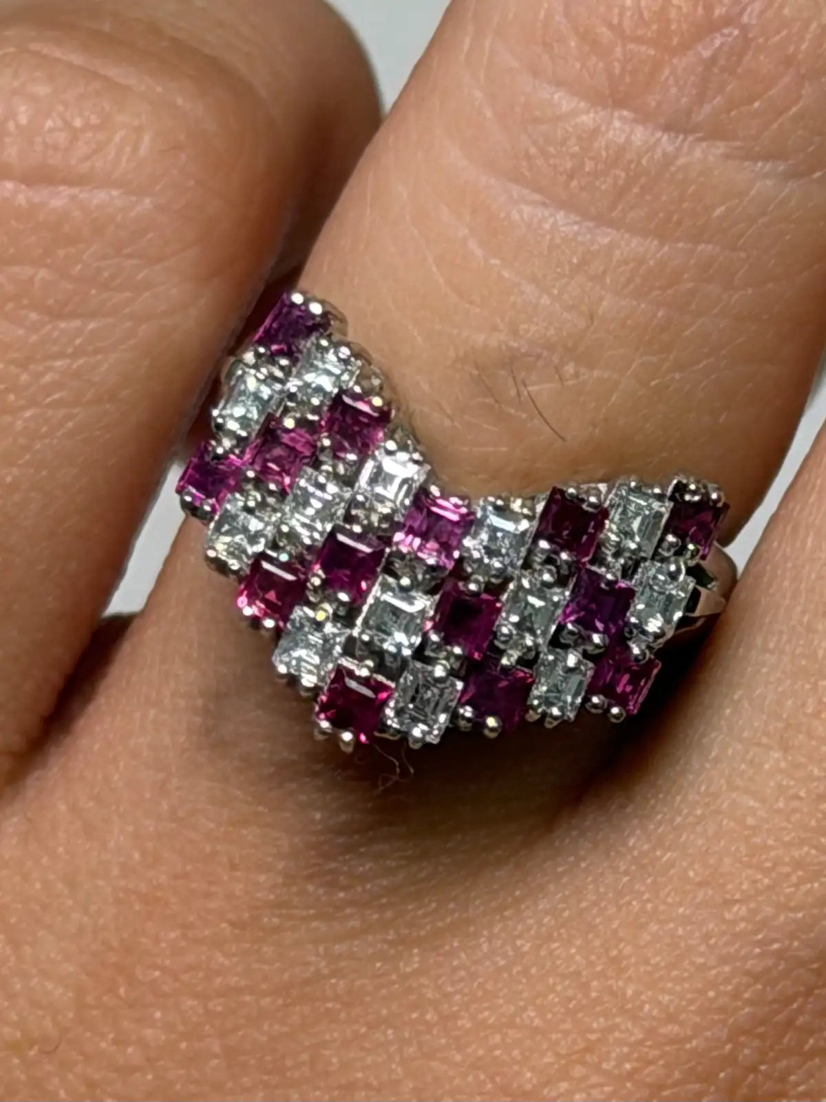 Luxury Promise Ruby V Band in Pt900 - R0.86ct / D0.56ct 8006 JJC0410