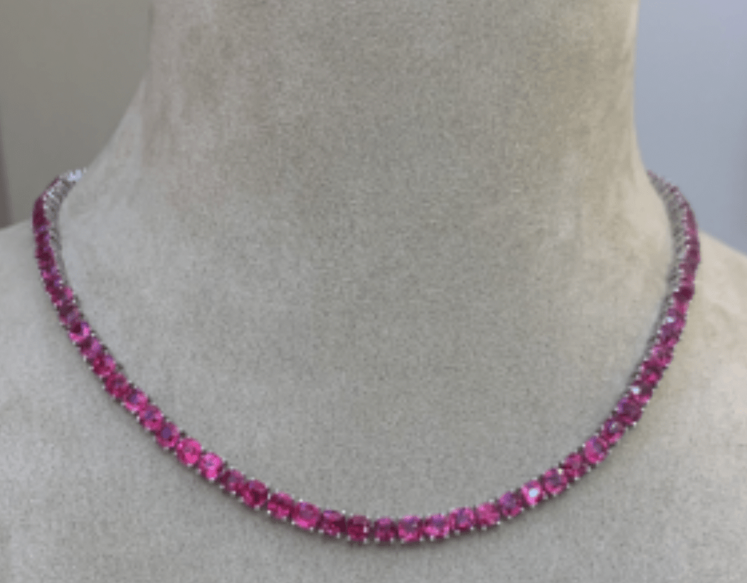 Luxury Promise SANDY'S HOT PINK JEDI SPINEL TENNIS 17" 22.5ct YG AVCHK334