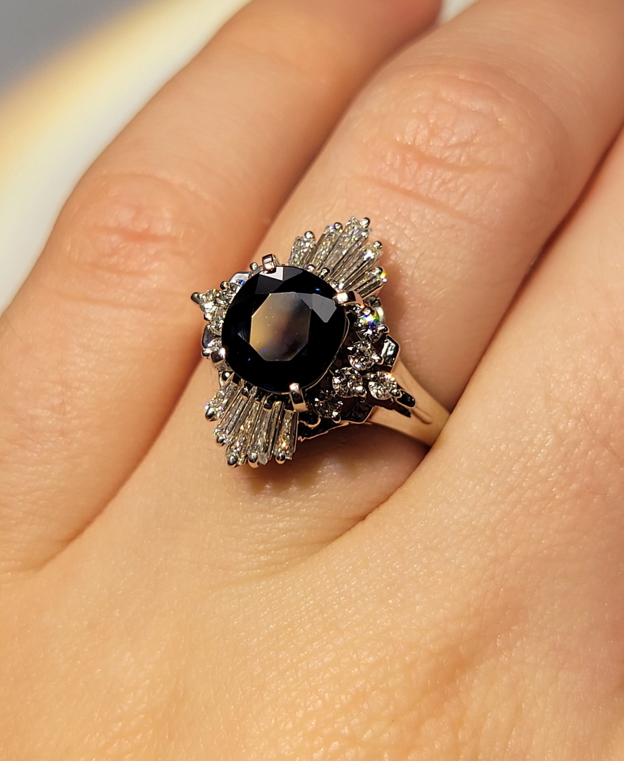 Luxury Promise Sapphire Ring in Pt900 / S2.22ct / D0.62ct (6.25us) 4809 JJC0551