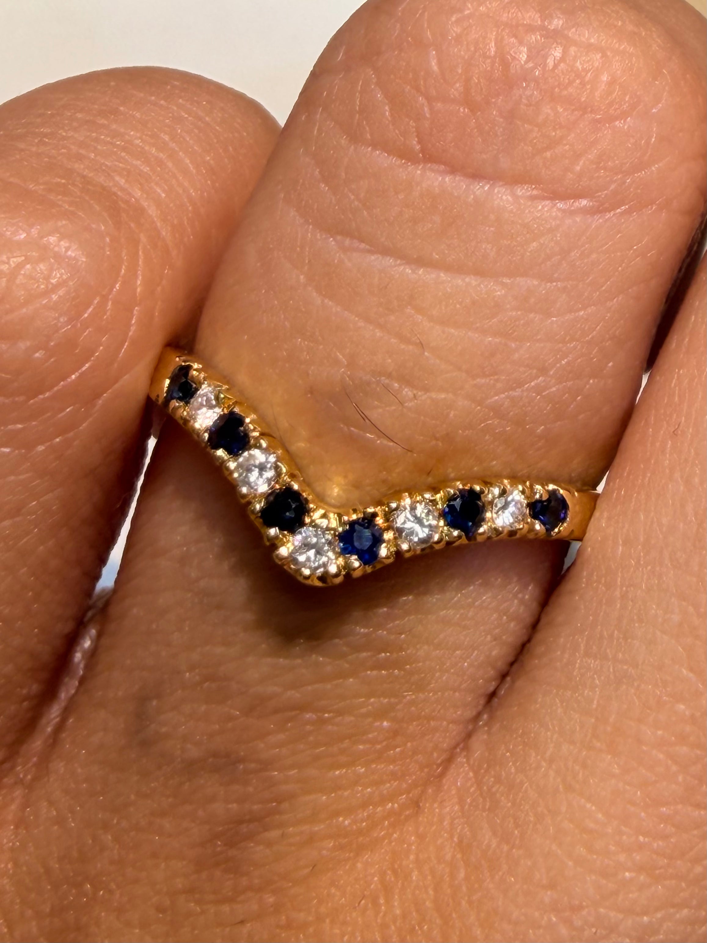 Luxury Promise Sapphire V Ring in 18K / S (6us) SLR3 JJC0519