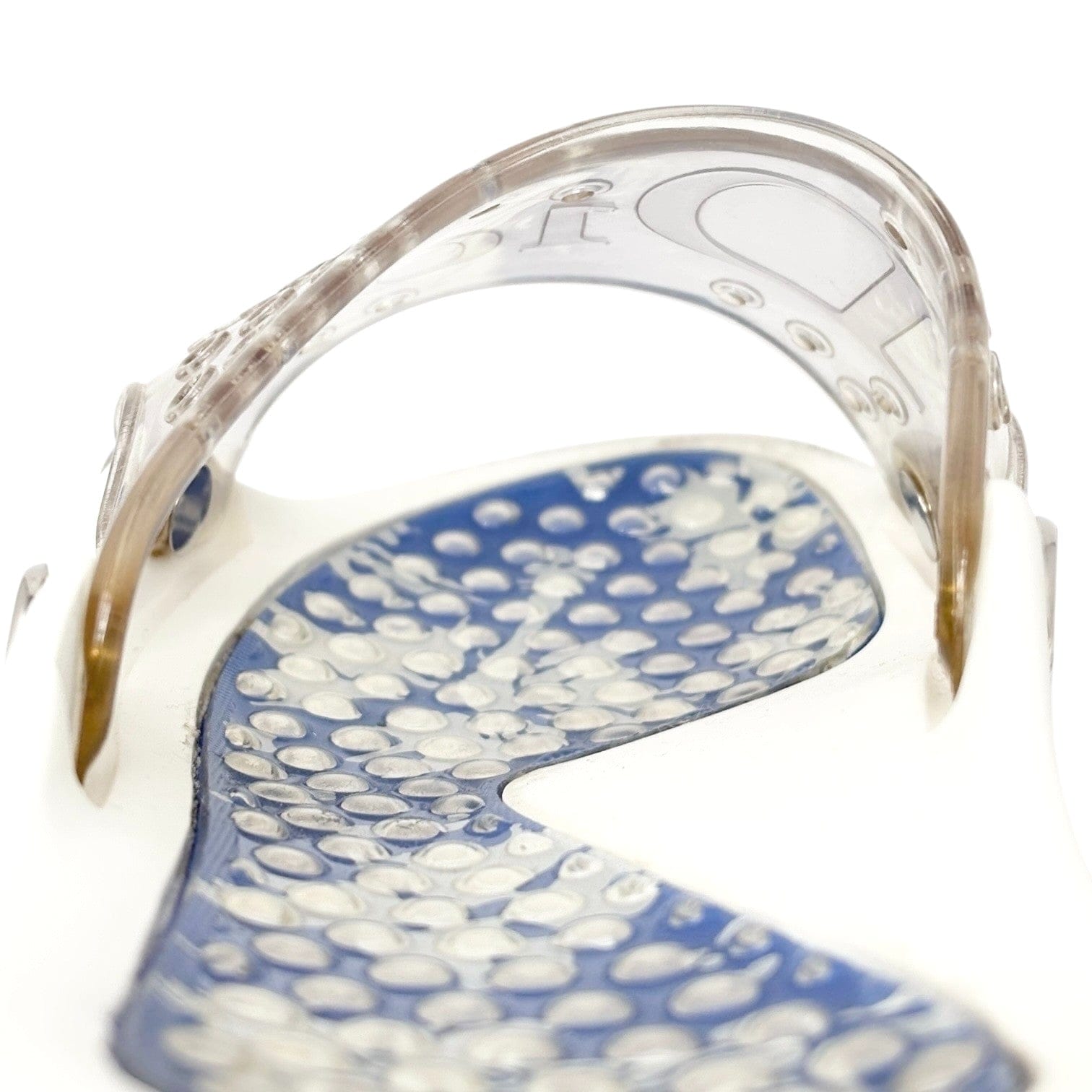 Luxury Promise Christian Dior Vintage CD Logo Surf Chick Beach Sandals #38 White Blue Rubber