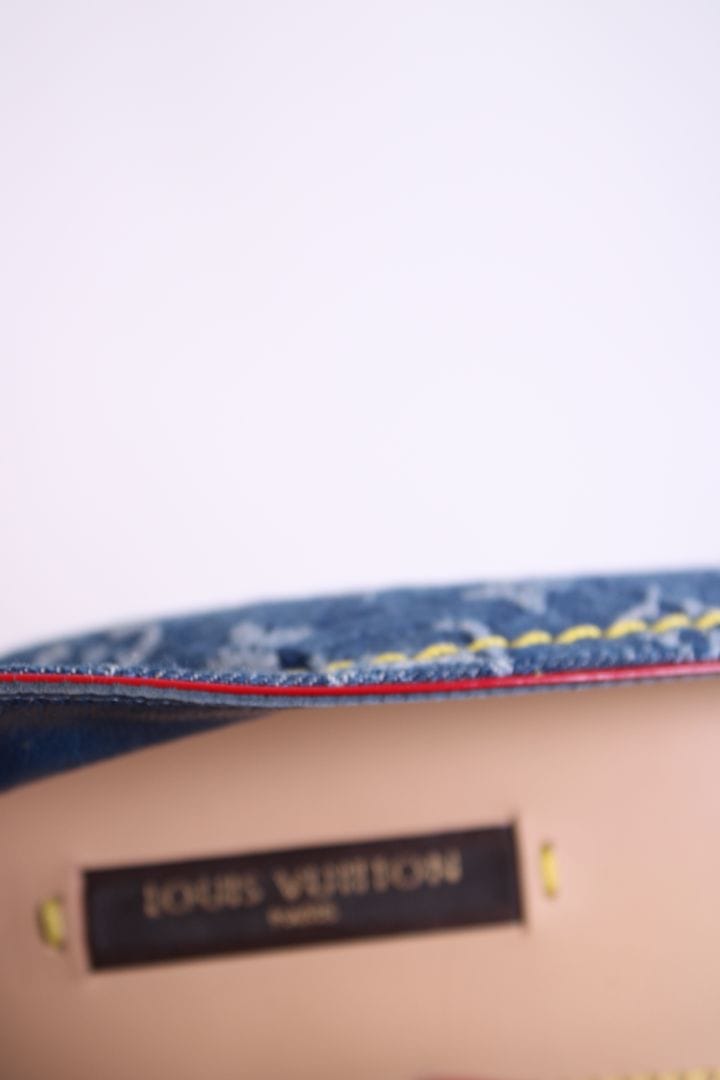 LUXURY PROMISE Louis Vuitton Monogram Bow Flats Denim 37.5