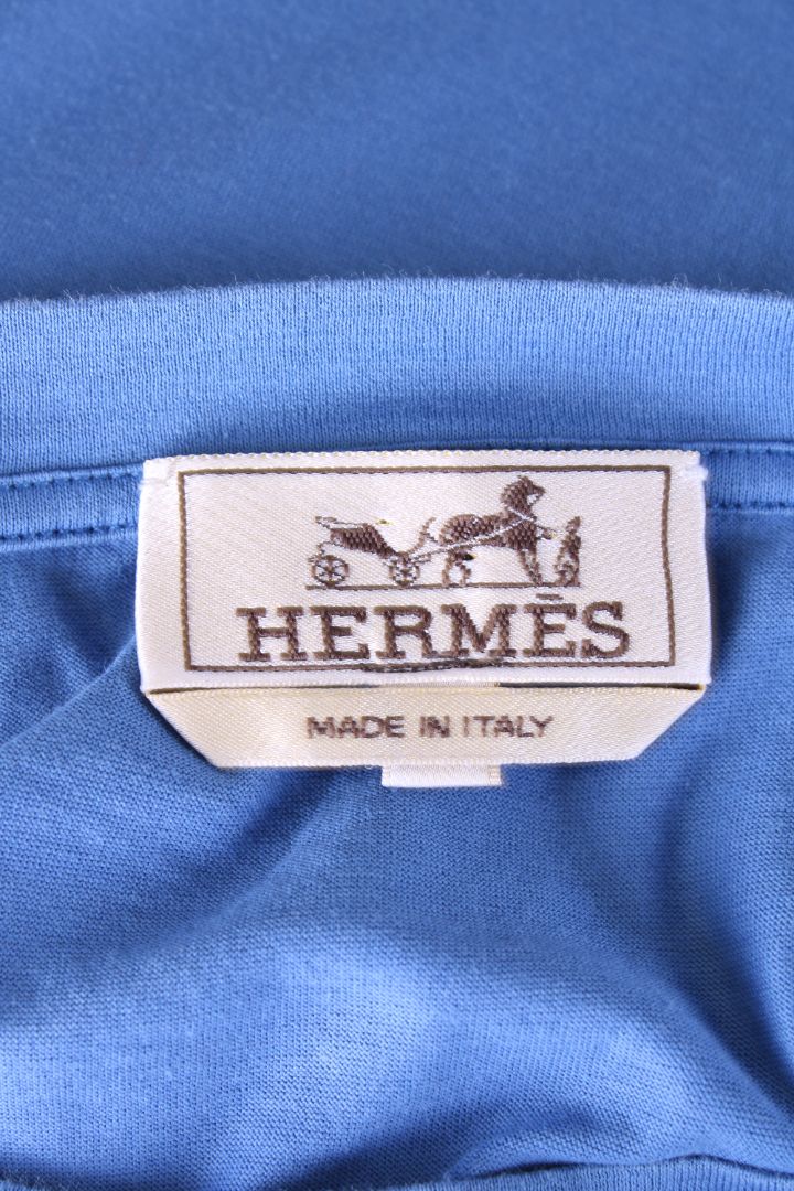 LUXURY PROMISE Hermes S/S Pocket T-Shirt Blue M