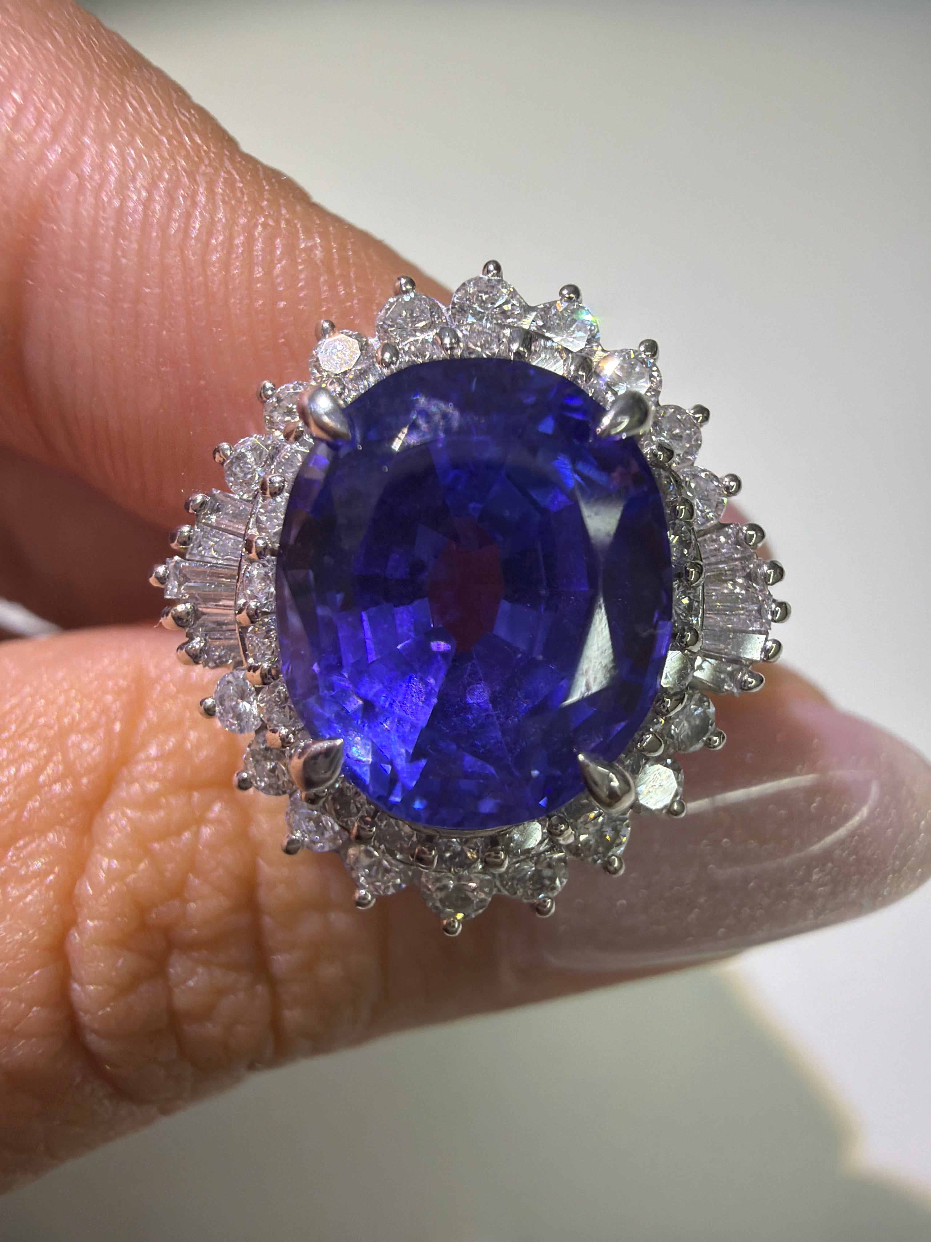 Luxury Promise Tanzanite Diamond Ring in Pt900 / TZ5.25ct / D0.88ct 9514 JJC0718
