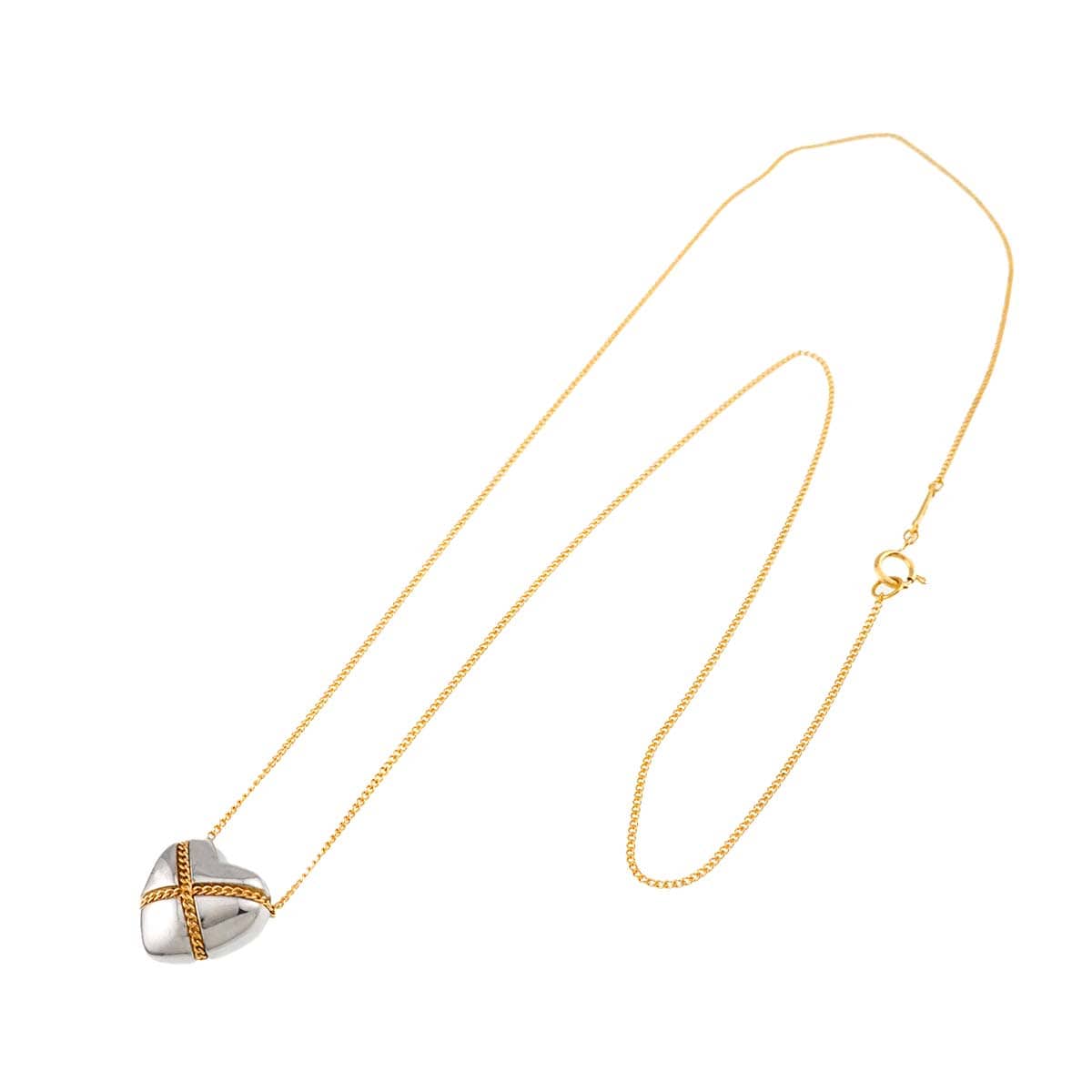 Luxury Promise TIFFANY&Co. Chain Cross Heart Necklace 45cm SV Silver K18 YG Yellow Gold 750 Necklace Tiffany 90313606