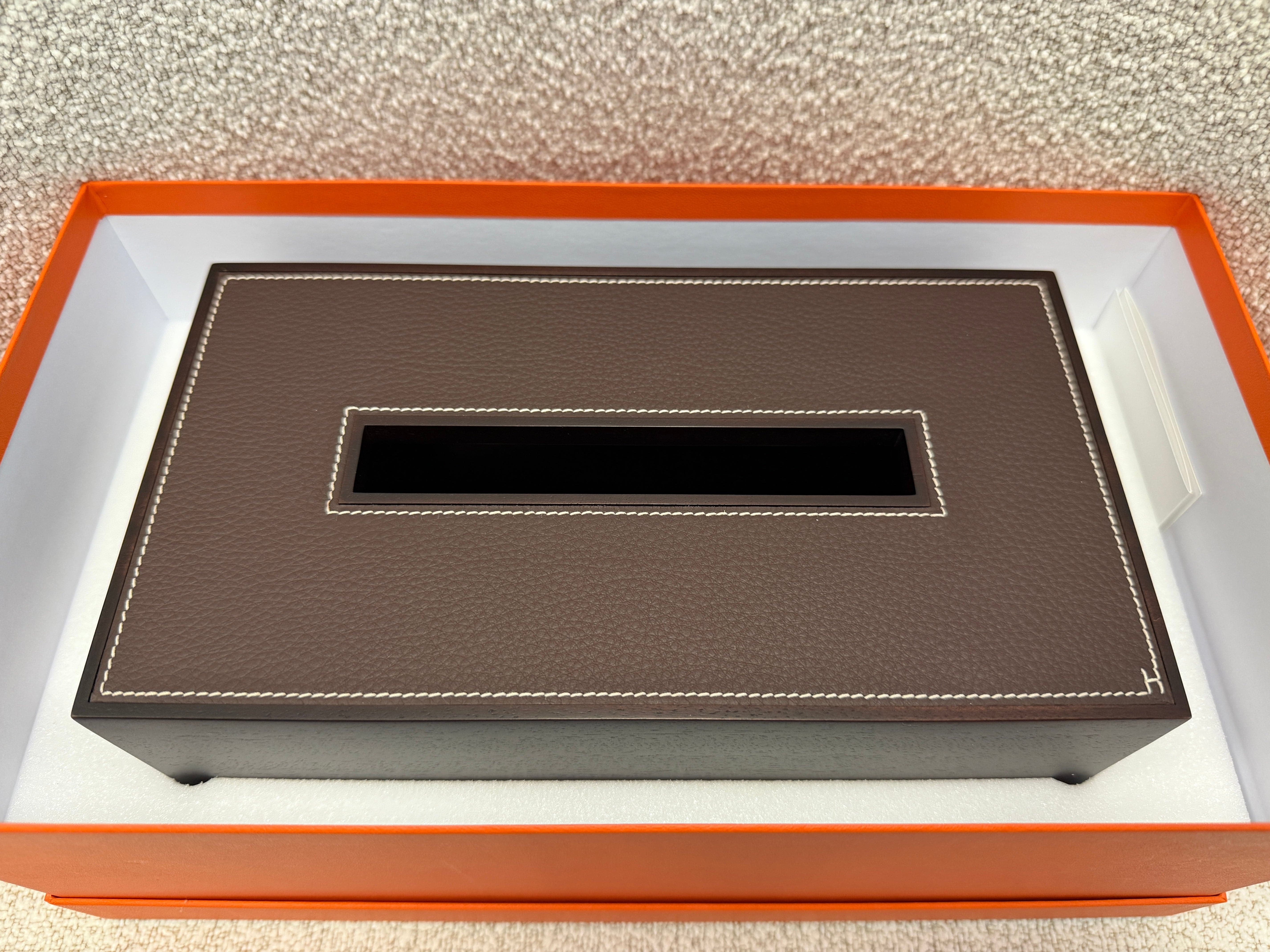 LUXURY PROMISE HERMÈS PLEIADE TISSUE BOX in Mahogany