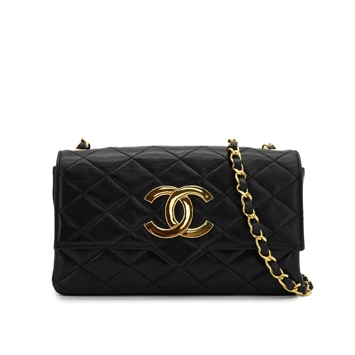 Luxury Promise VINTAGE CHANEL BIG COCO MATELASSE CHAIN SHOULDER BAG BLACK LAMB SKIN GOLD HARDWARE 90324750