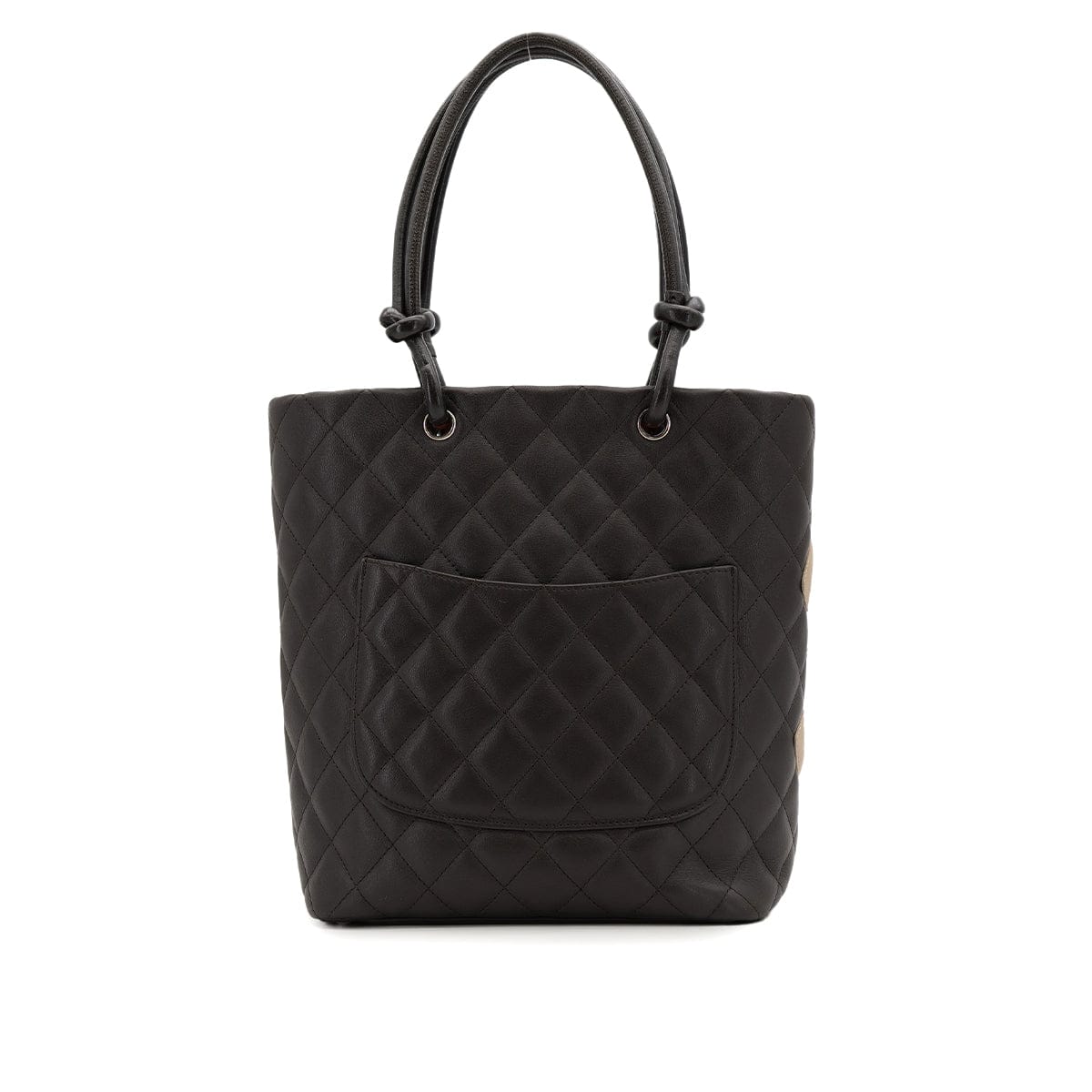 Luxury promise VINTAGE CHANEL CAMBON LINE SMALL TOTE BAG BROWN BEIGE LEATHER 90311878