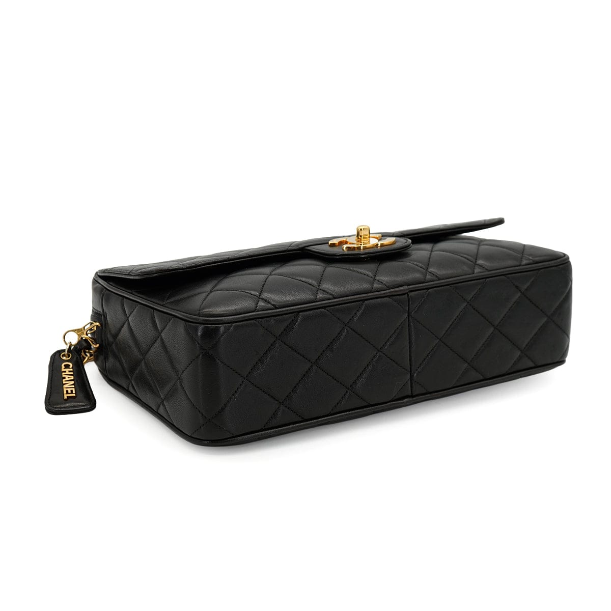 LUXURY PROMISE VINTAGE CHANEL CHAIN SHOULDER BAG BLACK LAMB SKIN GOLD HARDWARE 90335602