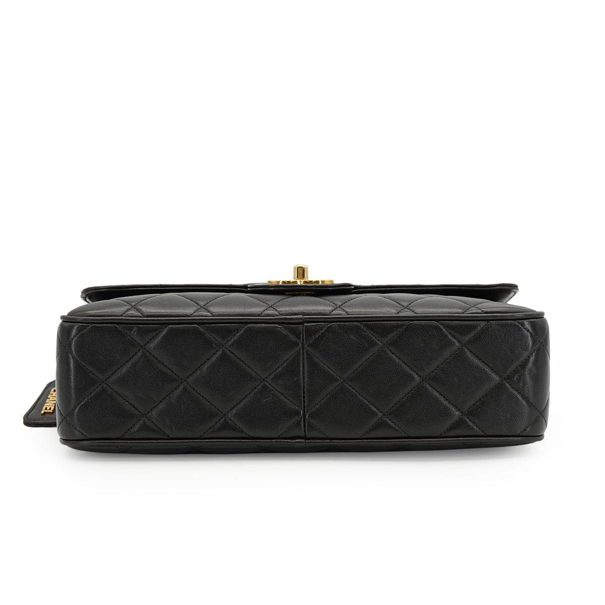 LUXURY PROMISE VINTAGE CHANEL CHAIN SHOULDER BAG BLACK LAMB SKIN GOLD HARDWARE 90335602