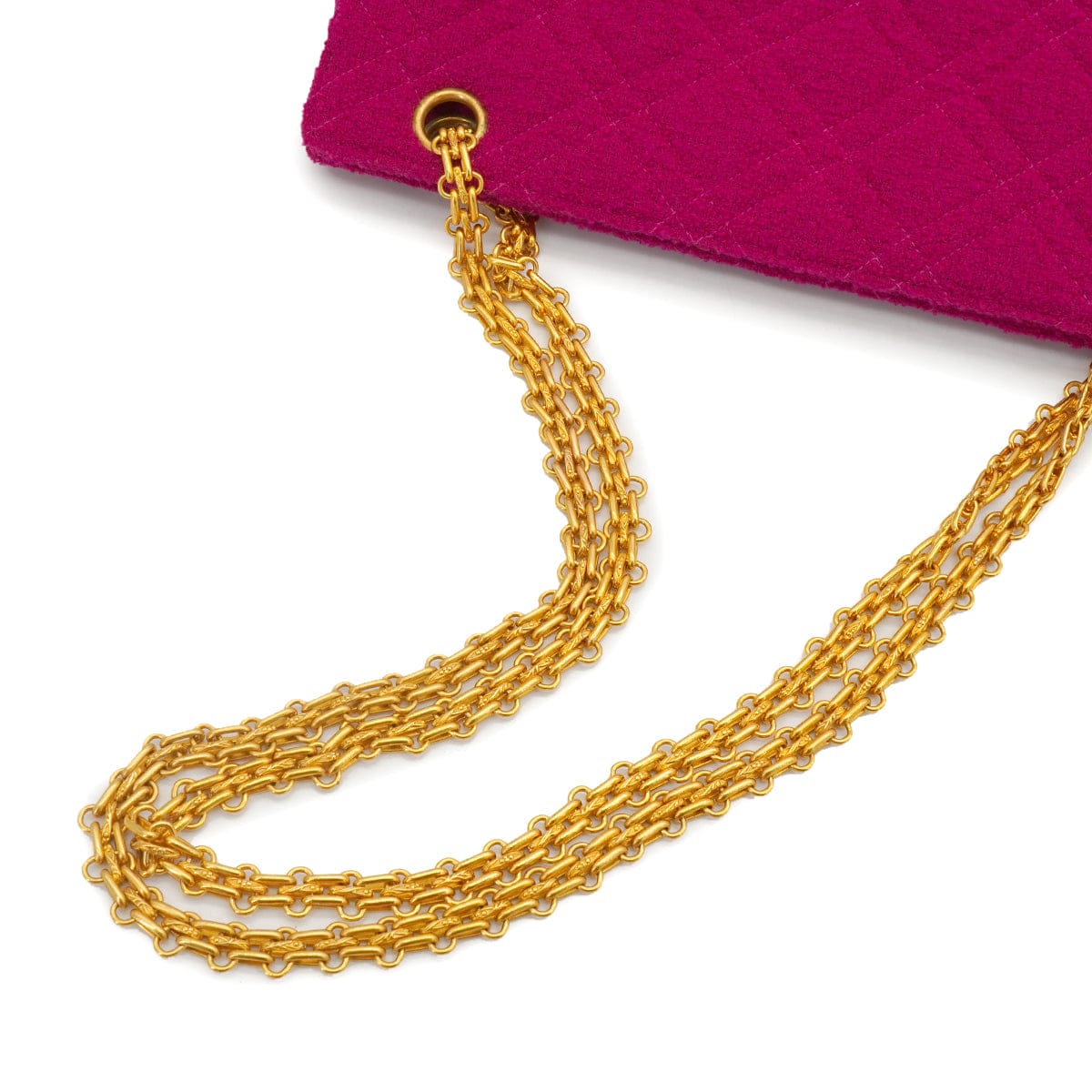 LUXURY PROMISE VINTAGE CHANEL CHAIN  SHOULDER BAG PINK TWEED GOLD HARDWARE 90344374