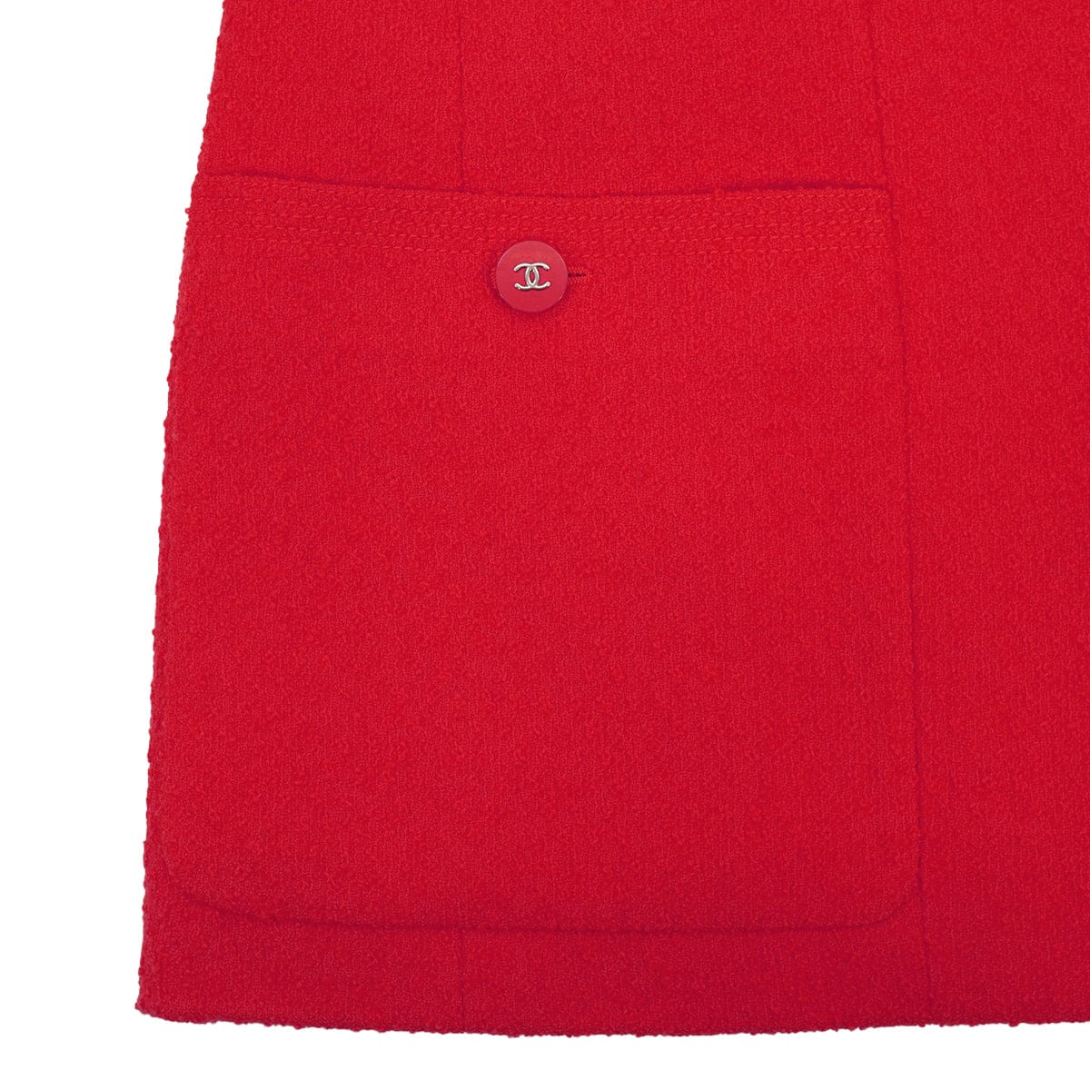 LUXURY PROMISE VINTAGE CHANEL COCO BUTTON TWEED JACKET SKIRT SET RED WOOL 38 96P RTW 90332947