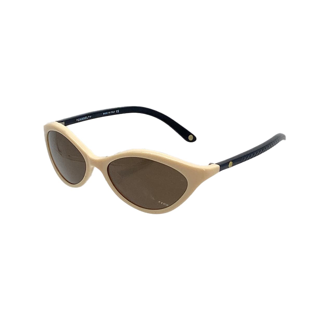 Luxury Promise VINTAGE CHANEL COCOMARK BICOLOR SUNGLASSES BEIGE BLACK EYEWEAR 90328019