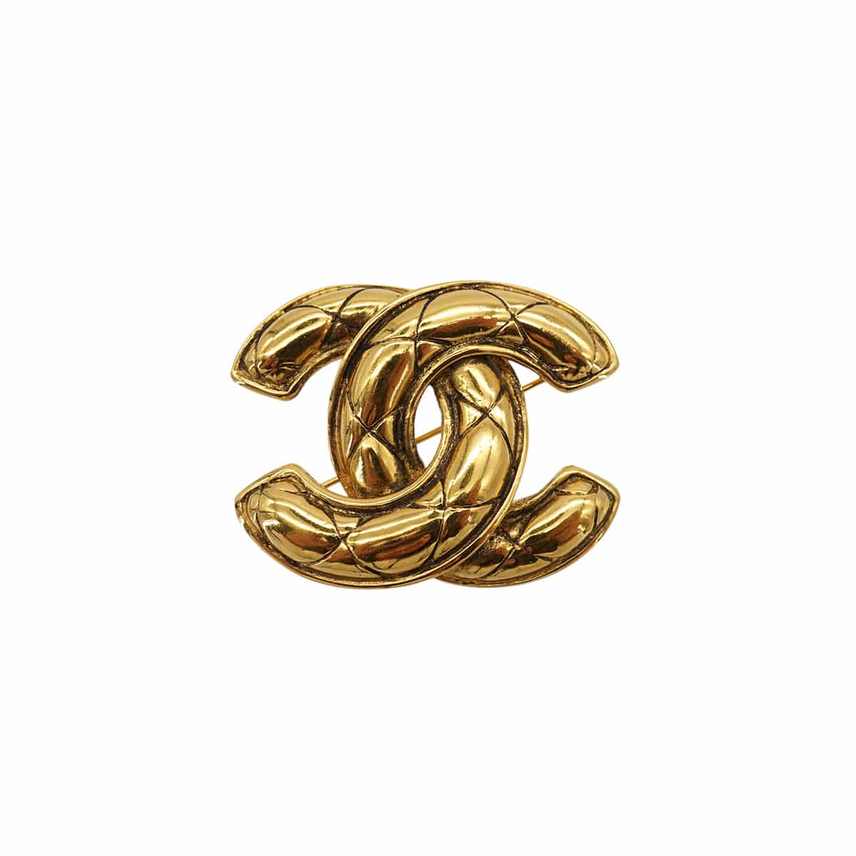 Luxury Promise VINTAGE CHANEL COCOMARK BROOCH MATELASSE GOLD ACCESSORY 90326603