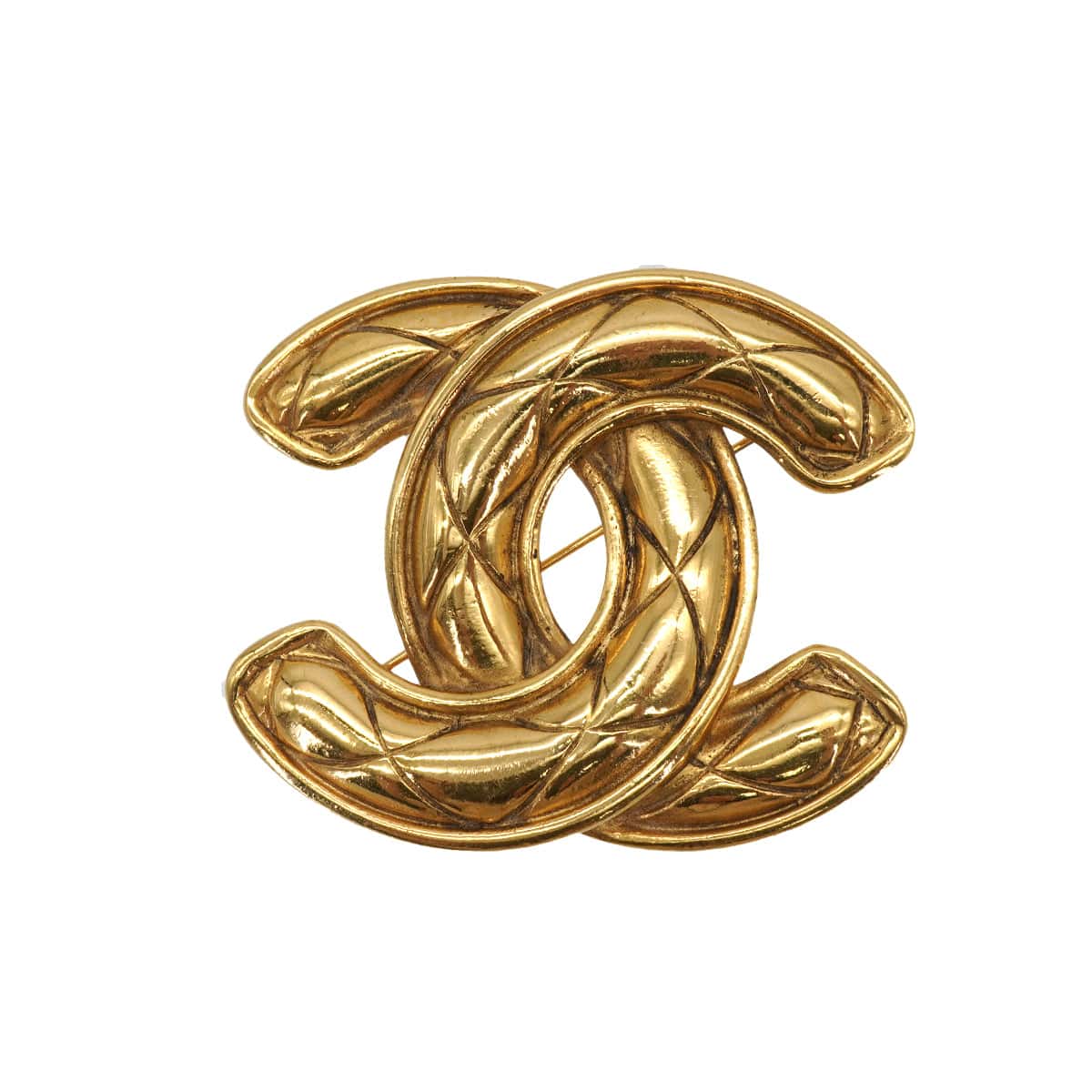 LUXURY PROMISE VINTAGE CHANEL COCOMARK BROOCH MATELASSE GOLD ACCESSORY 90335312