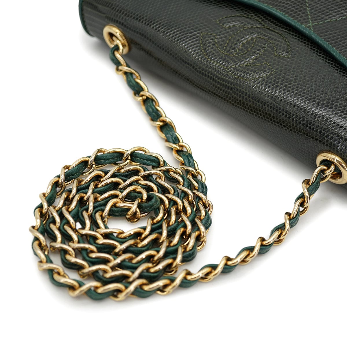 Luxury Promise VINTAGE CHANEL COCOMARK CHAIN SHOULDER BAG GREEN LIZARD GOLD HARDWARE 90334868