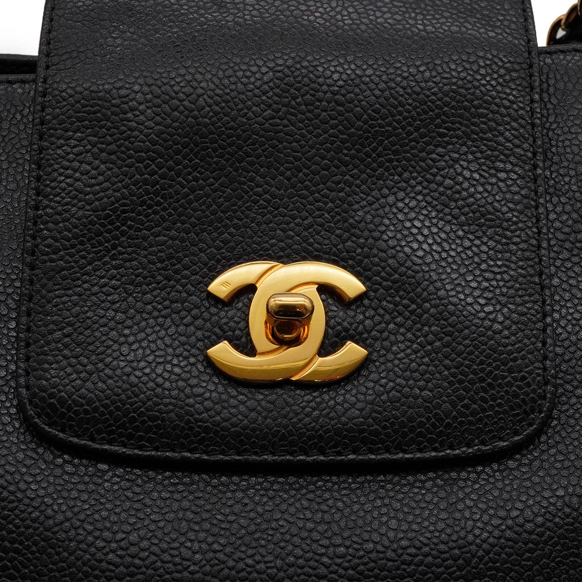 Luxury Promise VINTAGE CHANEL COCOMARK CHAIN TOTE BAG BLACK CAVIAR SKIN GOLD HARDWARE 90335825
