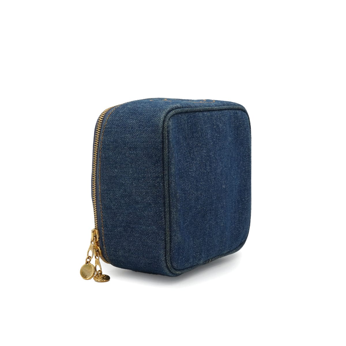 LUXURY PROMISE VINTAGE CHANEL COCOMARK VANITY HAND BAG BLUE DENIM GOLD HARDWARE 90340142