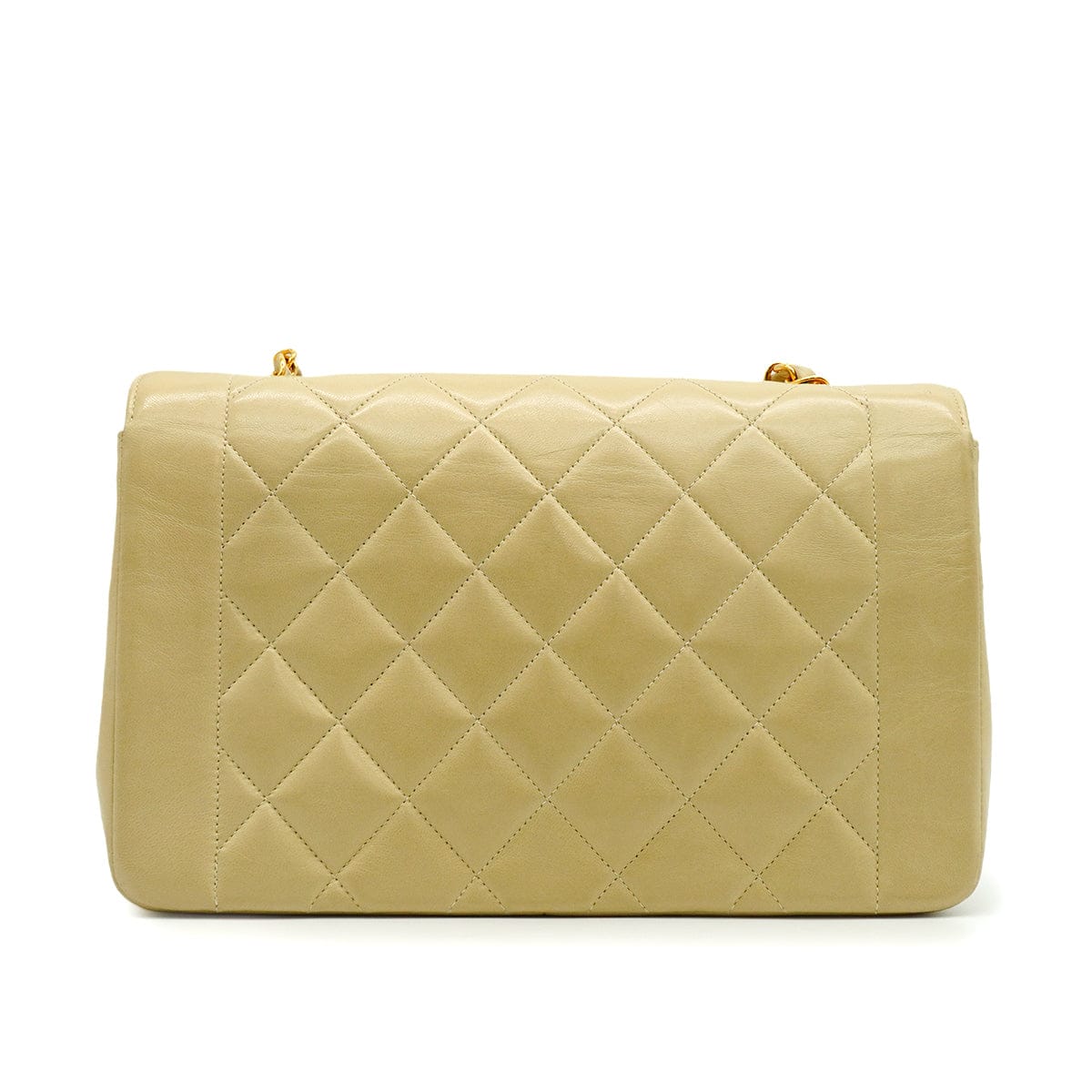 LUXURY PROMISE VINTAGE CHANEL DIANA MEDIUM CHAIN SHOULDER BAG BEIGE LAMB SKIN GOLD HARDWARE 90341864