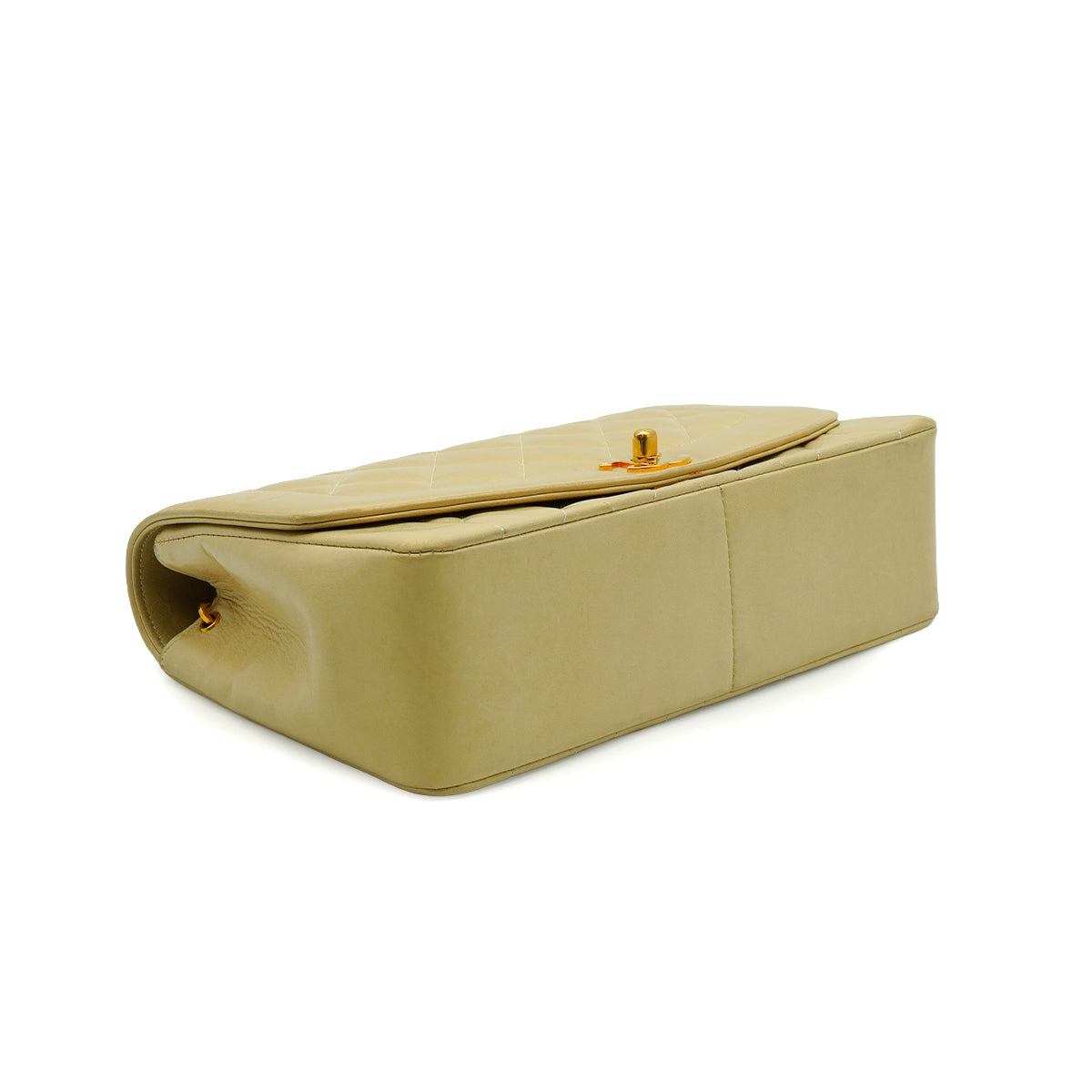 LUXURY PROMISE VINTAGE CHANEL DIANA MEDIUM CHAIN SHOULDER BAG BEIGE LAMB SKIN GOLD HARDWARE 90341864
