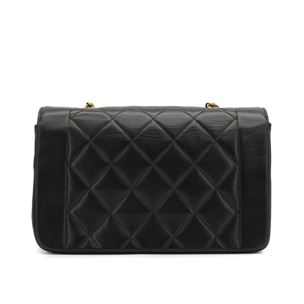 LUXURY PROMISE VINTAGE CHANEL DIANA SMALL CHAIN SHOULDER BAG BLACK LAMB SKIN GOLD HARDWARE 90329224